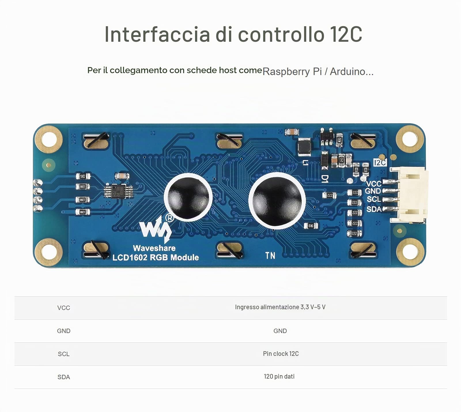 1602 Display LCD Modulo 16x2 Caratteri Modulo LCD Retroilluminato RGB 16M Colori, Compatibile 3.3V/5V, Bus I2C, per Raspberry Pi/Pi Pico, Jetson Nano, Arduino