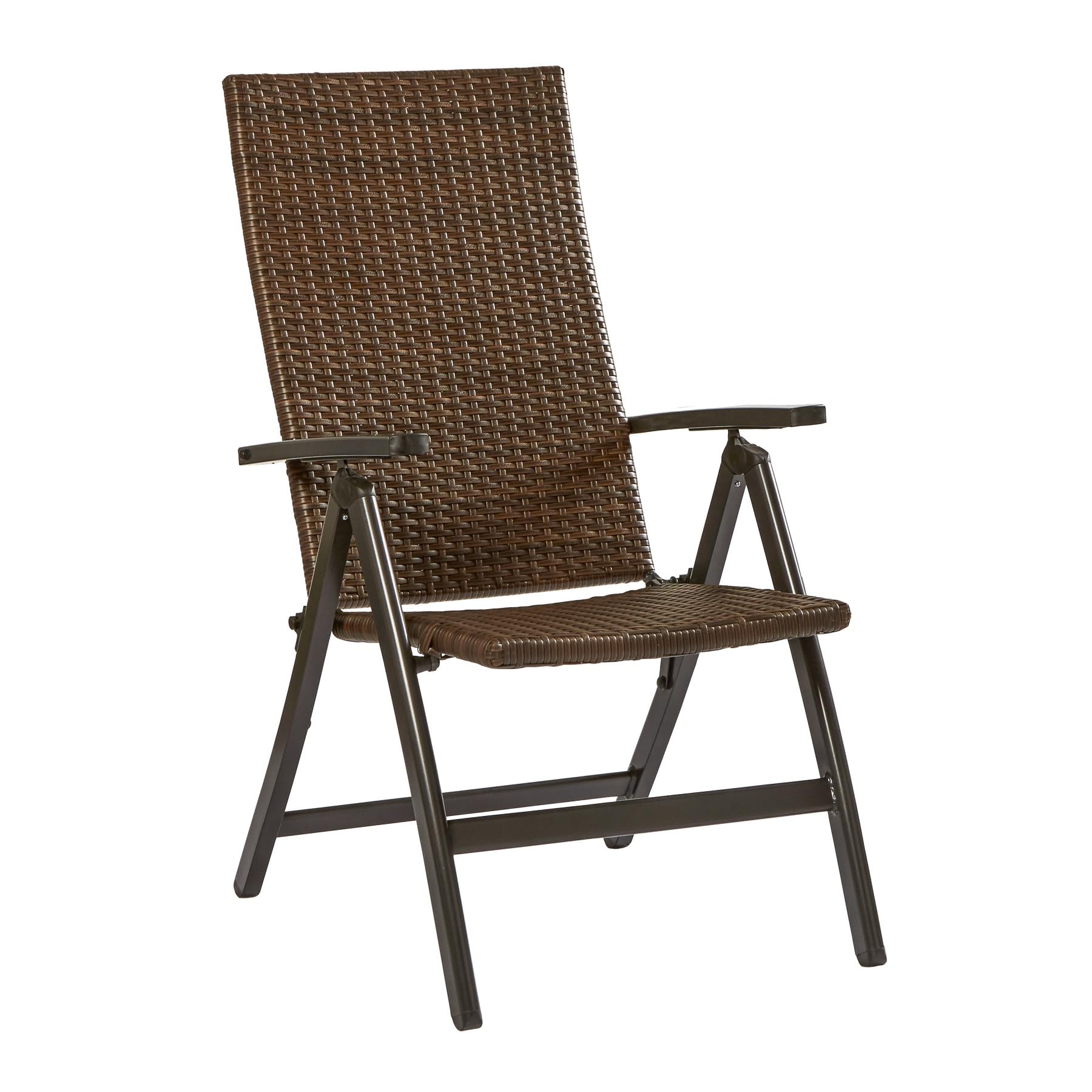 SIMILAR*** Greendale Home Fashions Outdoor Reclining Brown PE Wicker Folding Chair, No Cushion