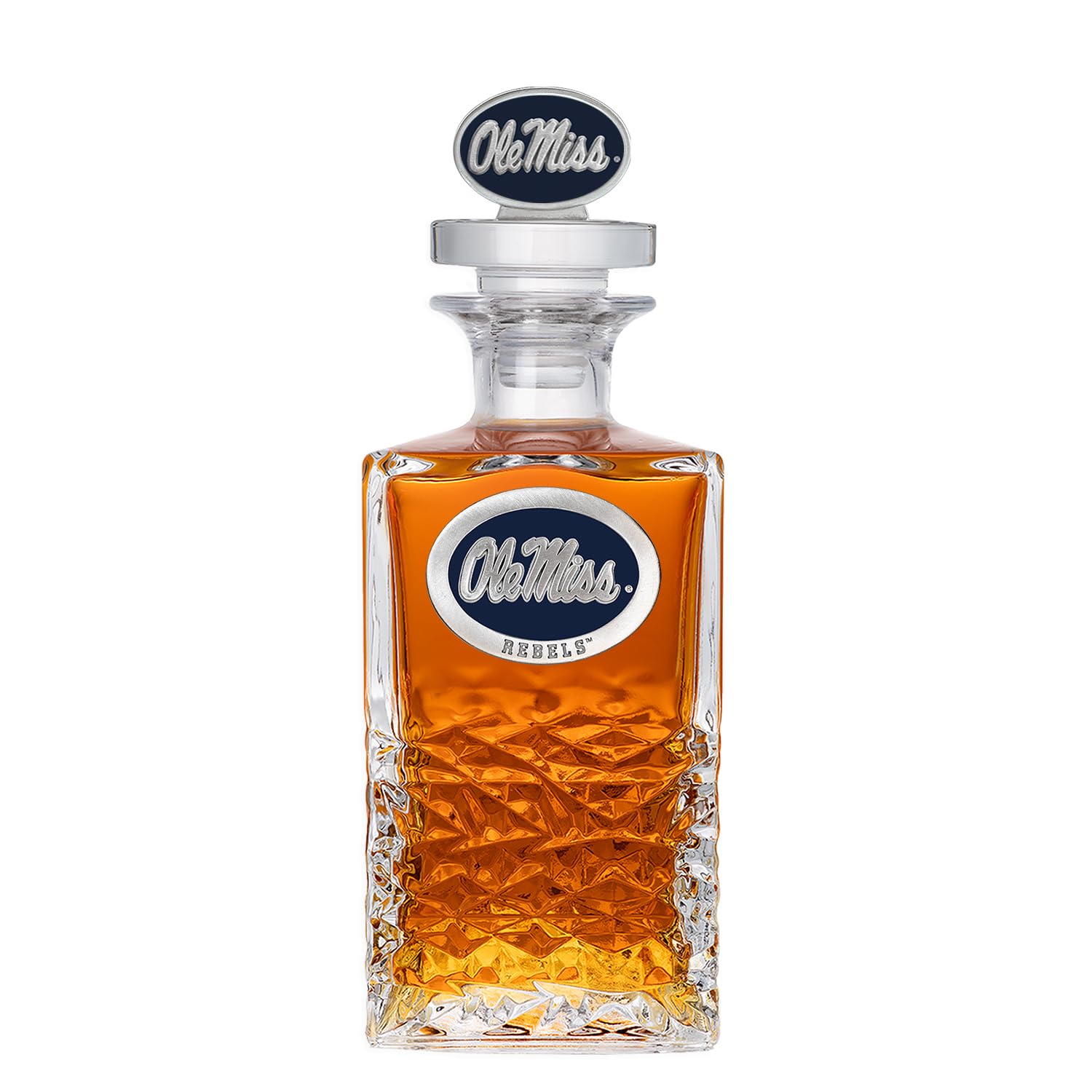 Mississippi Heritage Decanter with 3D Stopper | 25 OZ Liquor Pourer | Expertly Crafted Pewter Glass
