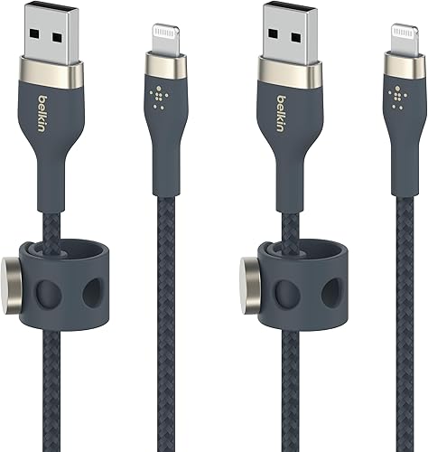 Miniatura 7 de Belkin BoostCharge Pro - Paquete de 2 cables USB trenzados flexibles tipo A a Lightning (3M10FT), certificación de carga MFi compatible con iPhone