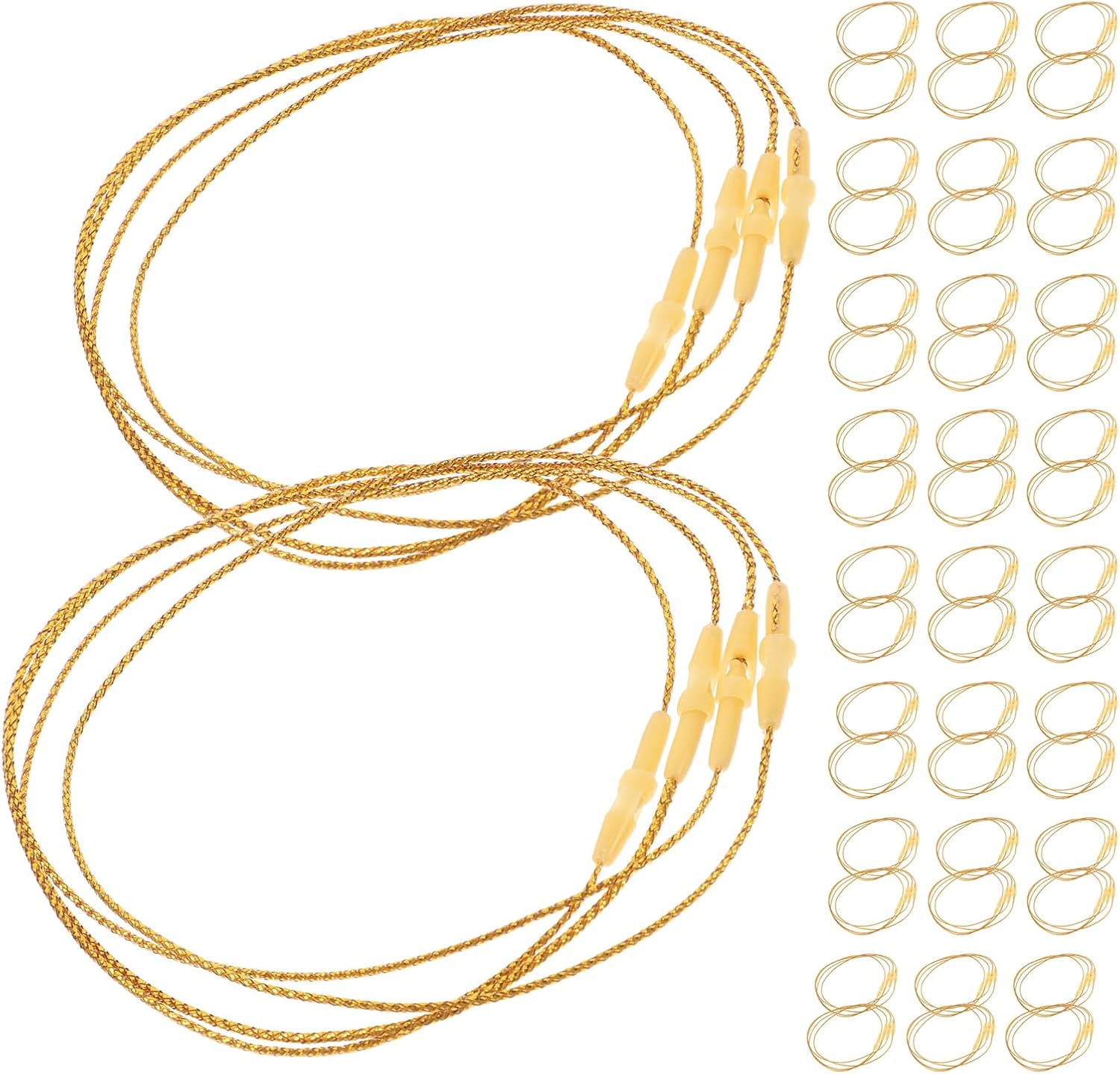 LUOZZY 1000pcs Gold Christmas Ornament Hanging Ropes with Snap Locking Hooks for Holiday Tree Decorations