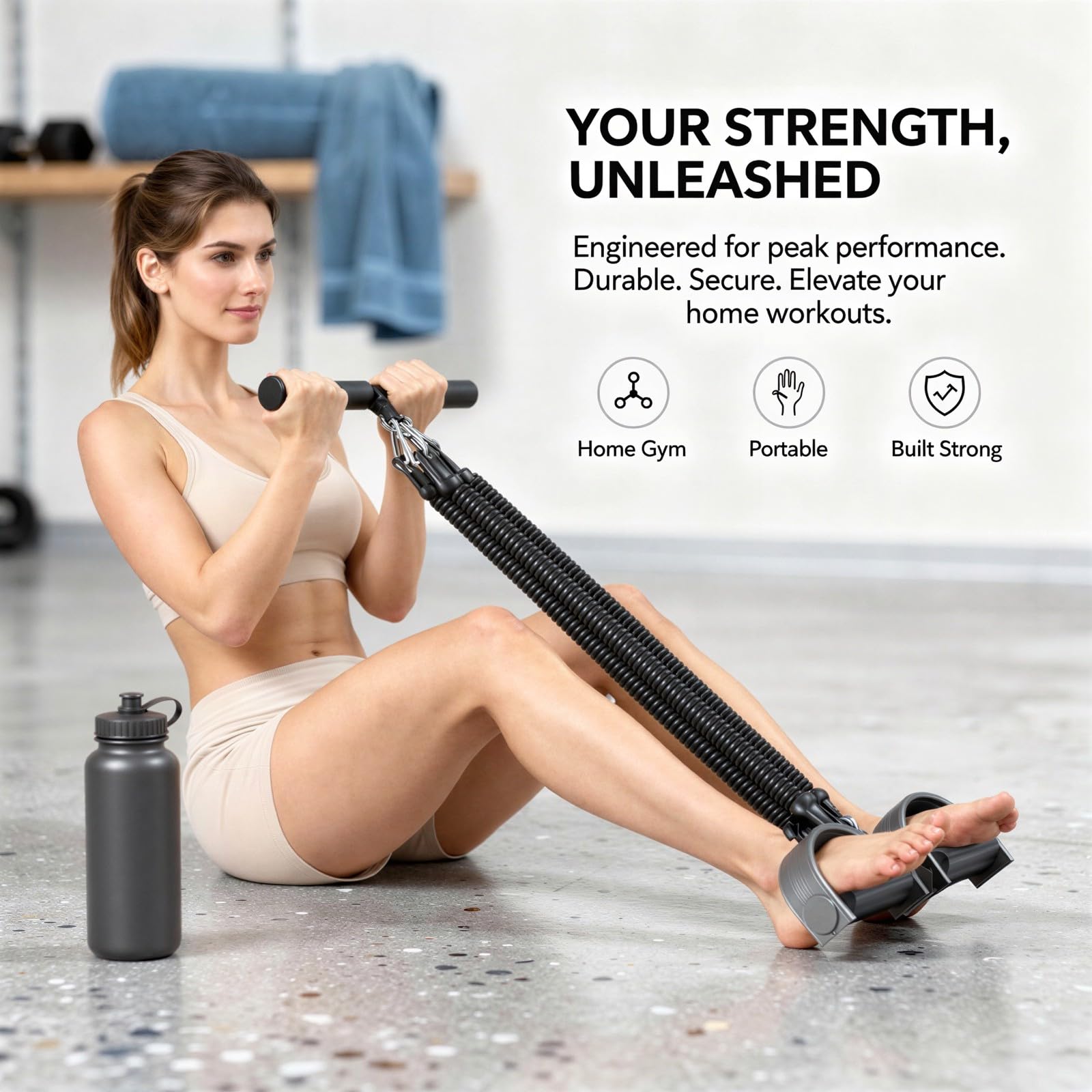 Urządzenie pomocnicze Sit Up, regulowany ściągacz pedału oporowego 45 kg z uchwytami, taśmy oporowe, ekspander klatki piersiowej, rolka, torba do przechowywania, sprzęt do treningu kulturystyki
