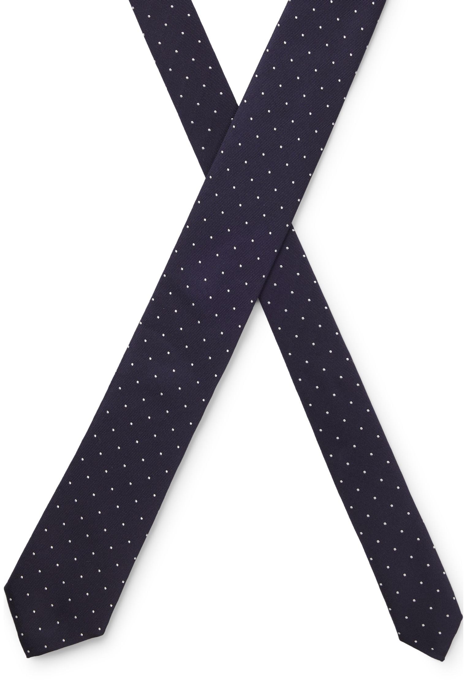 HUGO Herren Tie cm 6 Krawatte aus in Italien gefertigter Seide mit Jacquard-gewebten Punkten Dunkelblau Stck