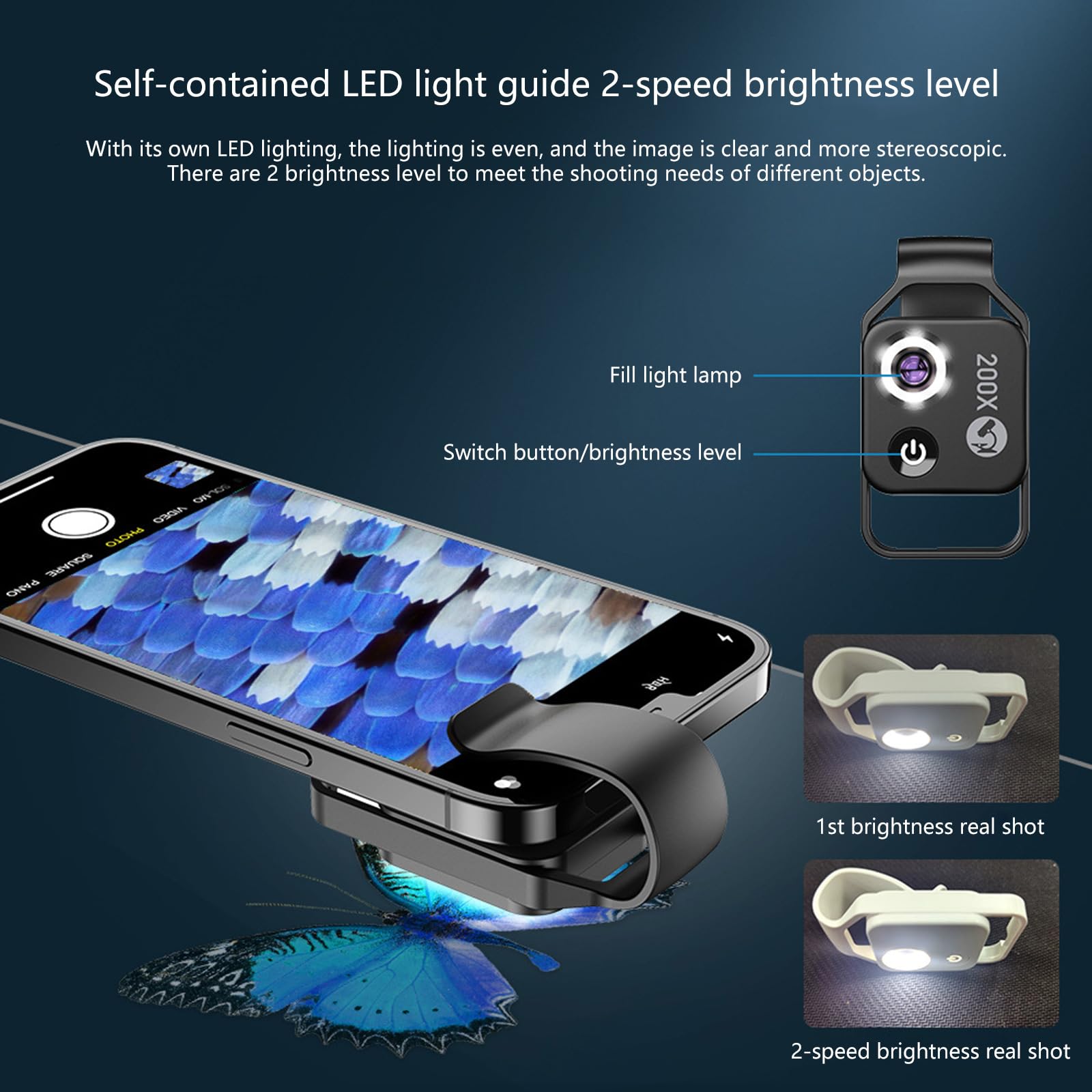 Cámara microscópica portátil USB con clip para teléfono celular