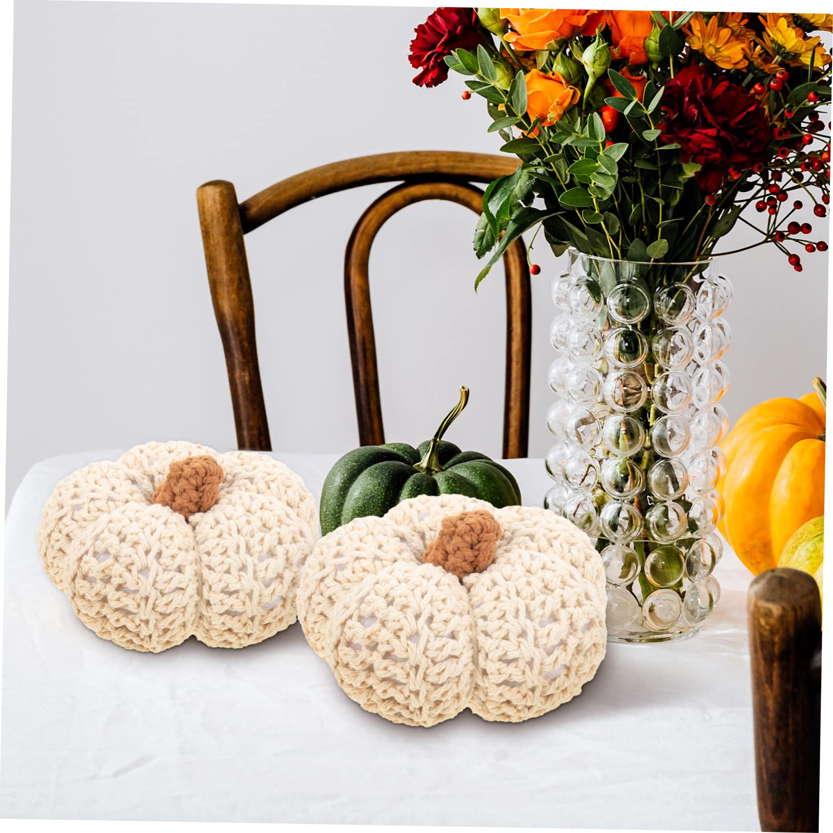 2pezzi Decorazione Cotone Intrecciato Forma di Zucca per Camera da Letto Accessorio da Tavolo per Festa del Ringraziamento e Decorazioni Autunnali Ottima Idea