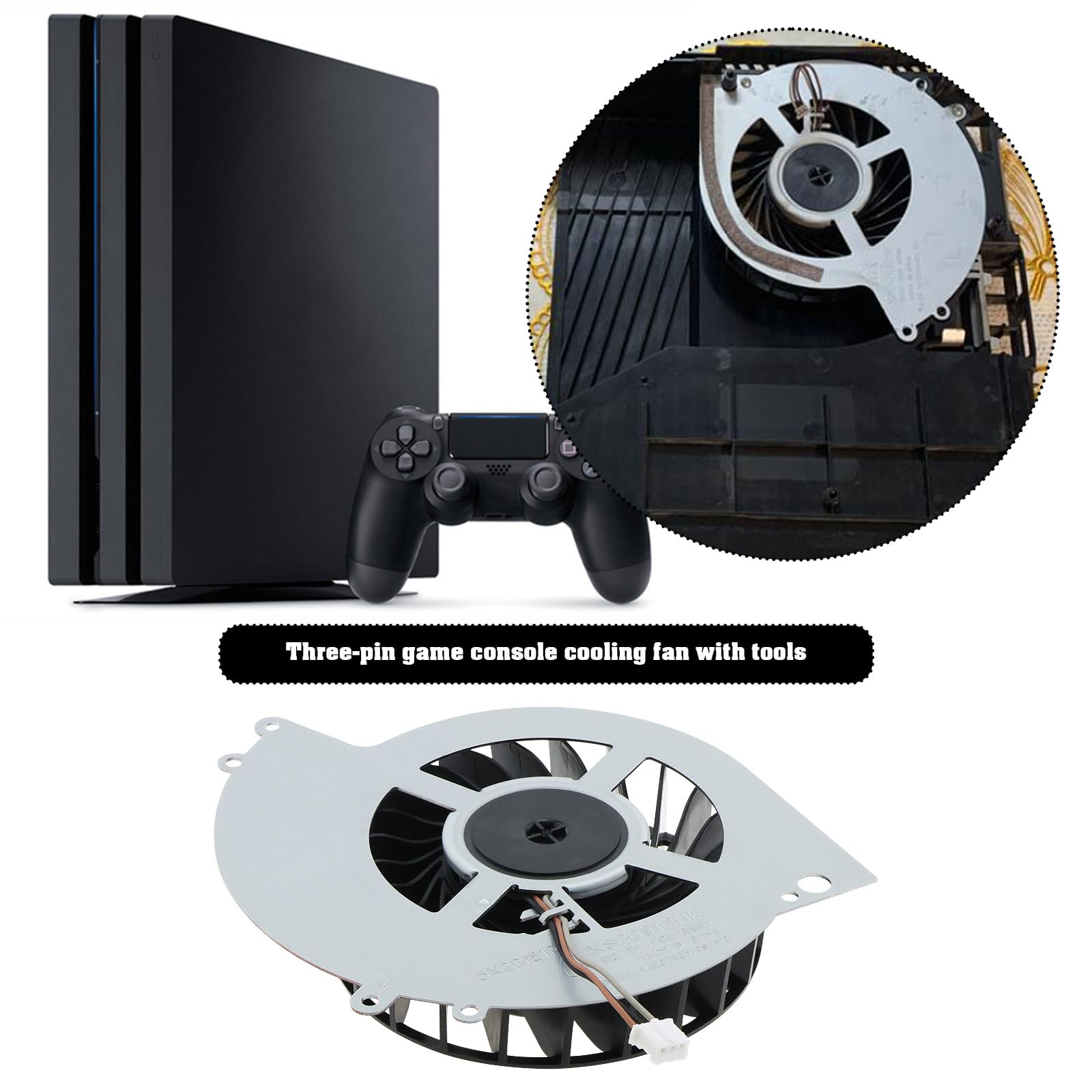 Spielekonsolen-Lüfter Interner Kühler Kompatibel mit Playstation 4 Spielekonsole CUH-1200 CUH-1215A CUH-1215B CUH-12XX mit Werkzeug KSB0912HE-CK2M