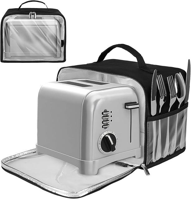 Toaster Cover with Base for 2 Slice Wide Slot,Toaster Cover with Aluminum Foil Lining Compatible with Cuisinart/BELLA/Black and Decker 2 Slice Toaster,Cover only