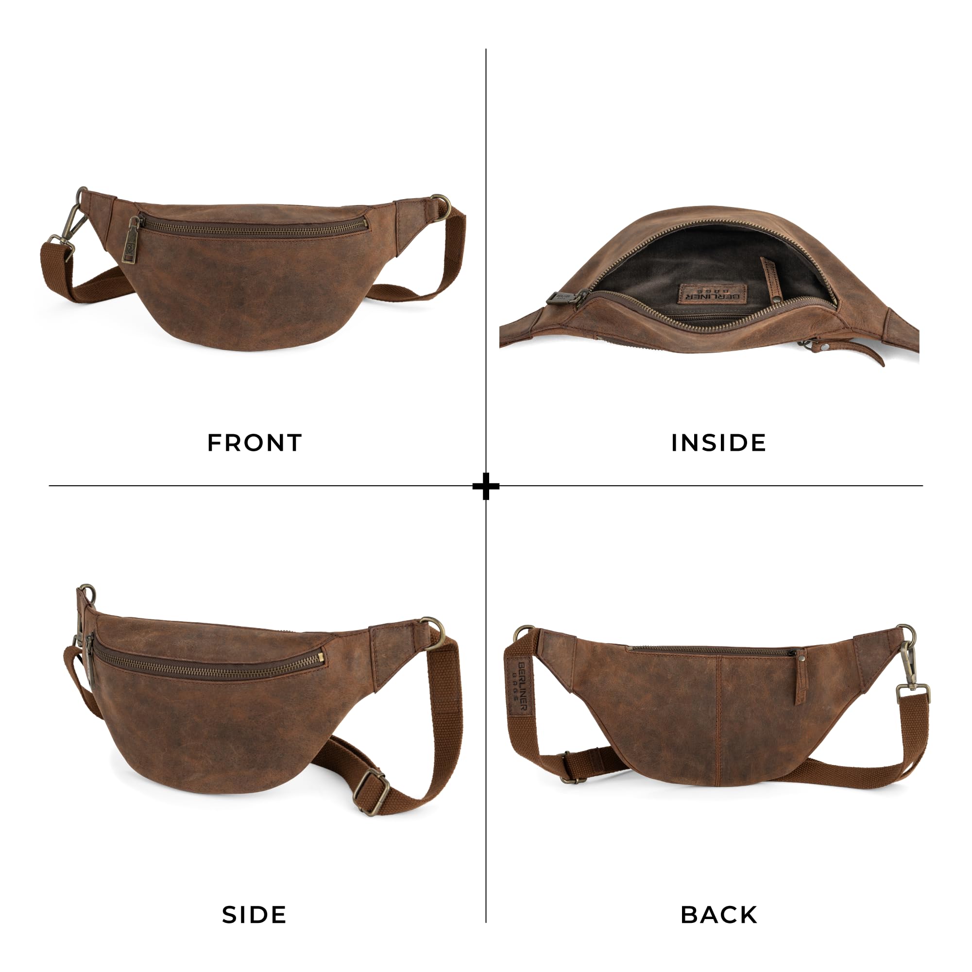 Berliner Bags Torebka nerka ze skóry Kai, Fanny Pack dla kobiet i mężczyzn, Ziemia XL, Einheitsgröße, Ziemia L