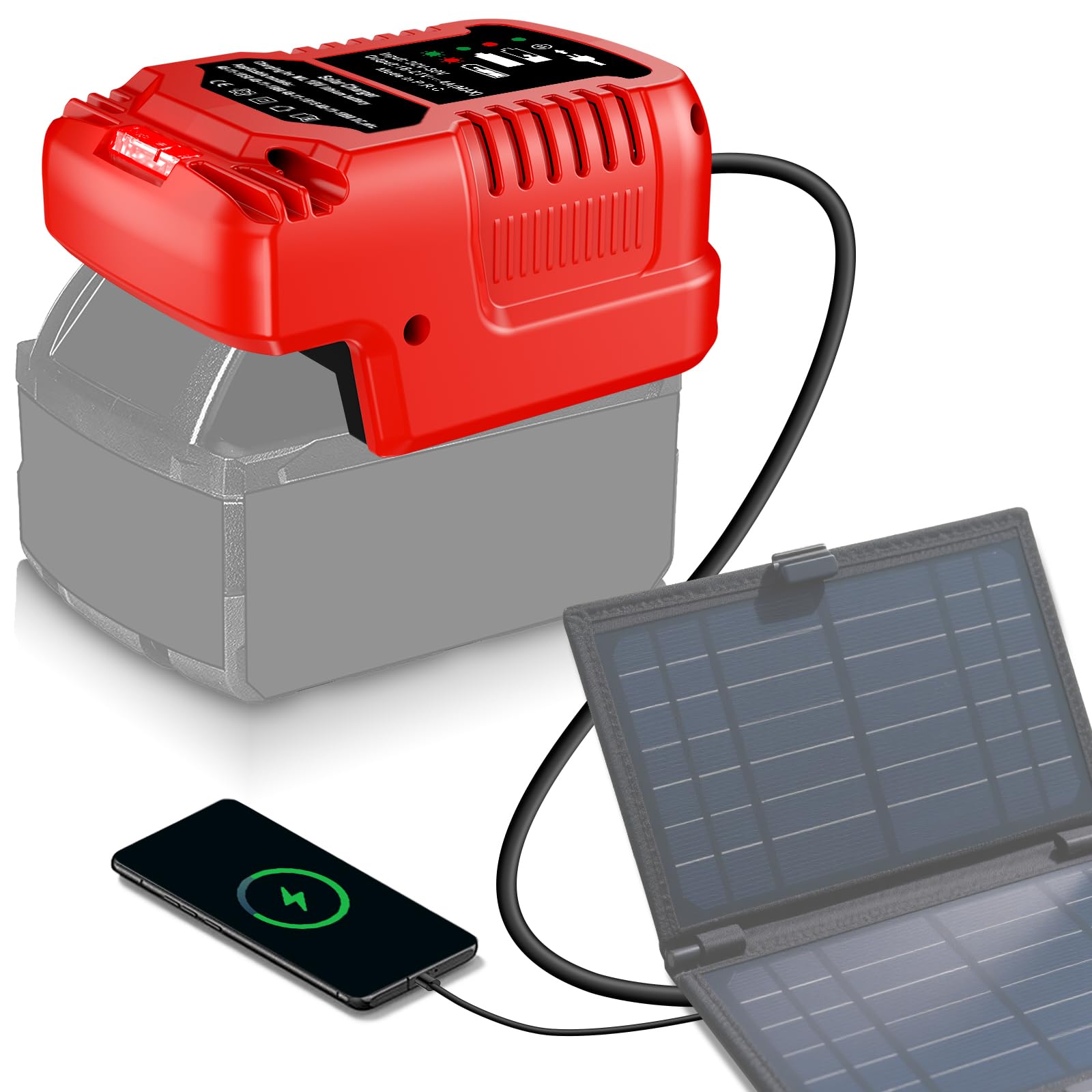 Solar Ladegerät für Einhell 18V Akku,Tragbar,Outdoor-Arbeit,Camping(Solar Panel and Battery not Included.)