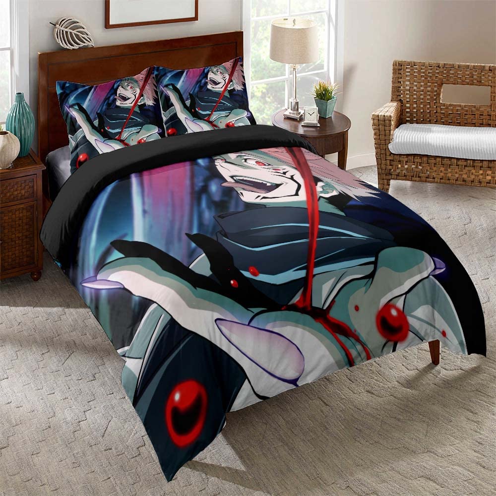 Juego De Cama 135x200cm Varios Tamaños Jujutsu Kaisen Funda Nórdica 52% Algodón Suave Cómodo 2 Fundas De Almohada 80x80cm ((150x200cm)-Cama de 90,Estilo 05)