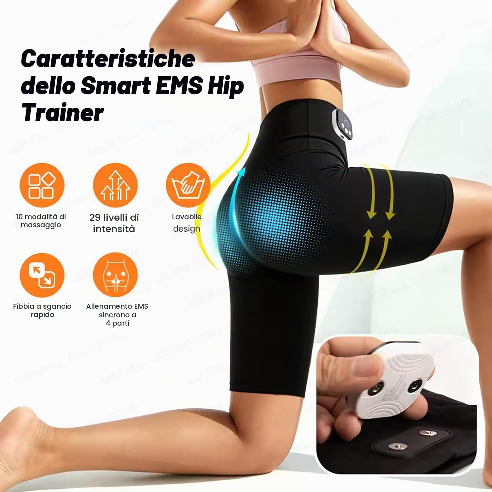 Generico Pantaloni da Fitness EMS Pulse, Leggings Intelligenti EMS per Attivare i Muscoli di Glutei, Fianchi e Cosce, Sollevamento Fianchi, Adatti per Yoga, Pilates, Corsa e Fitness
