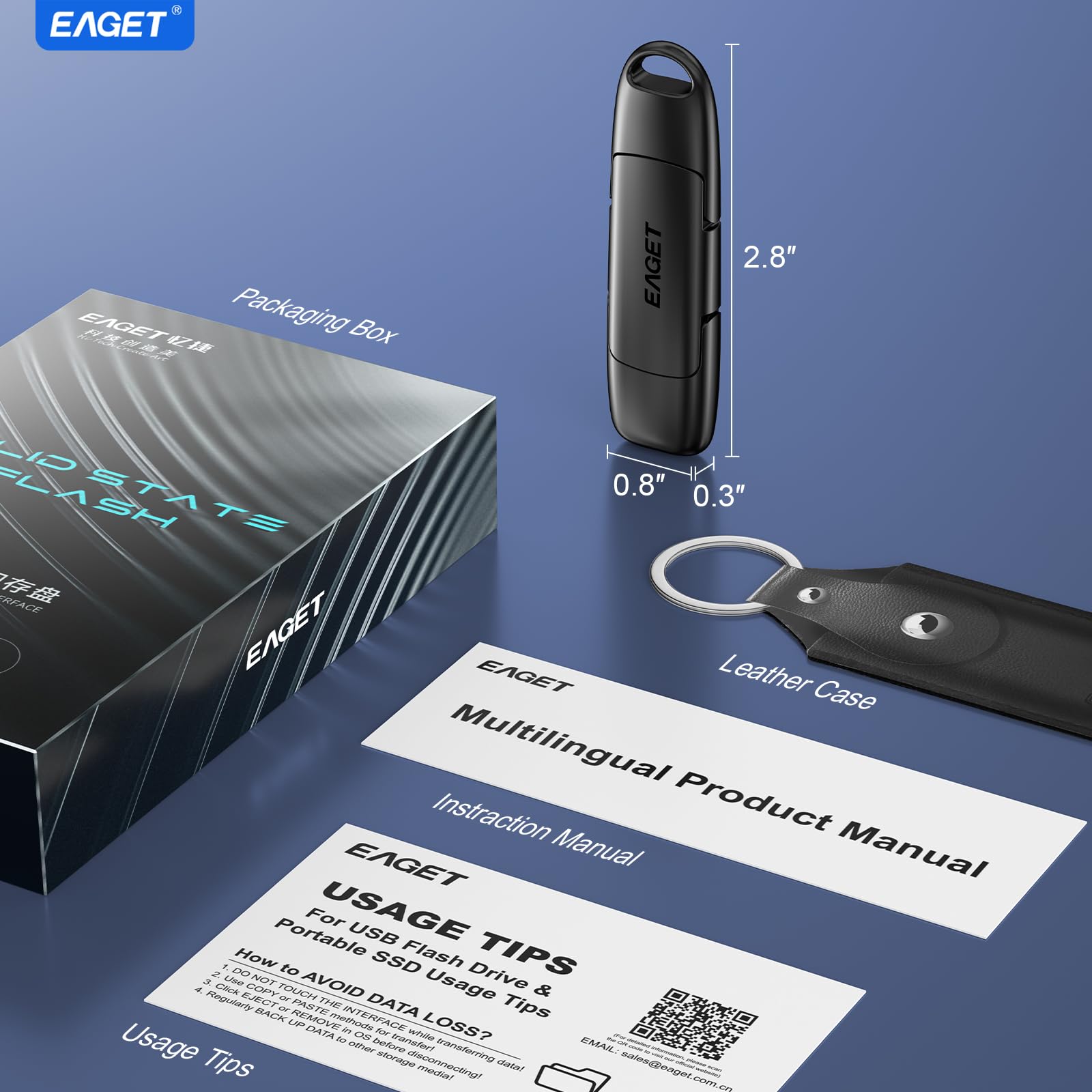 Eaget Chiavetta USB C da 512GB, Dual Drive Type-C e USB-A, flash drive a stato solido, fino a 400 MB/s ad alta velocità, design in metallo, SSD esterno portatile per iPhone 15/16/17, Android, laptop