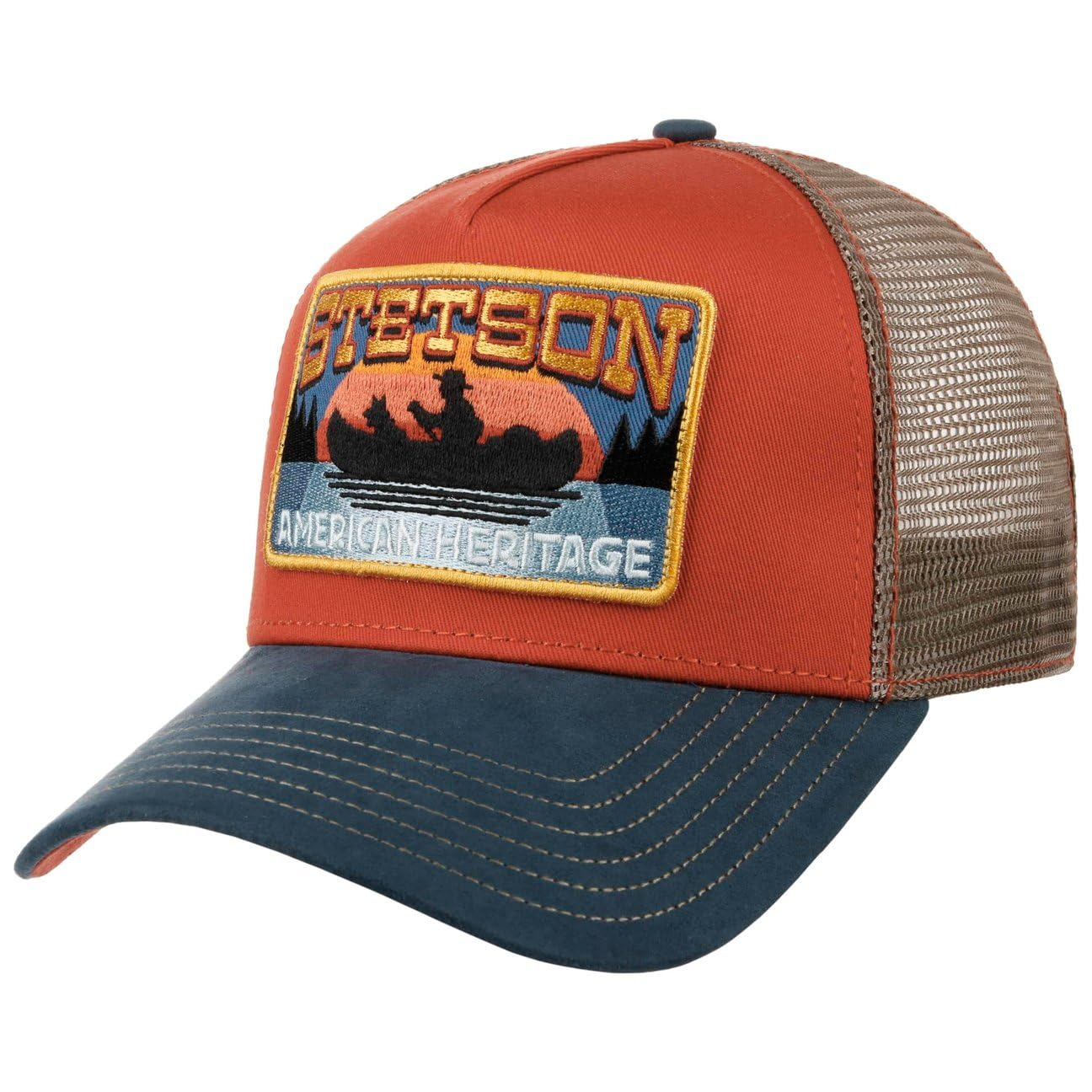 Stetson Car Club Trucker Cap czapka damska/męska – z bawełny – jeden rozmiar (55 – 60 cm) – regulowana czapka z siateczki – Snapback z przewiewnym zasilaczem sieciowym – wielokolorowa czapka z