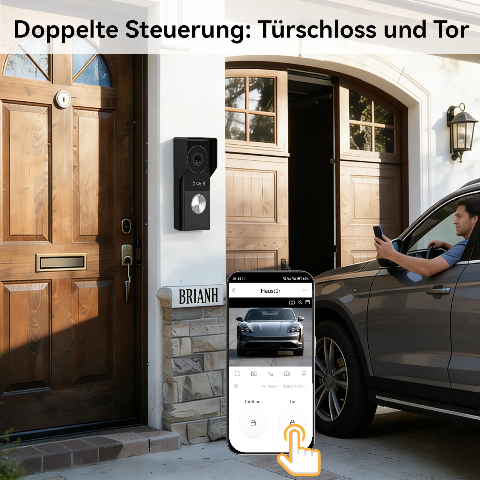 WiFi 2-Draht-Video-Gegensprechanlage, Video-Türklingelkamera mit Monitor, Vollmetall-1080P-Kamera, 7-Zoll-Touchscreen,Videoaufzeichnung, Fernentriegelung für Smart Home