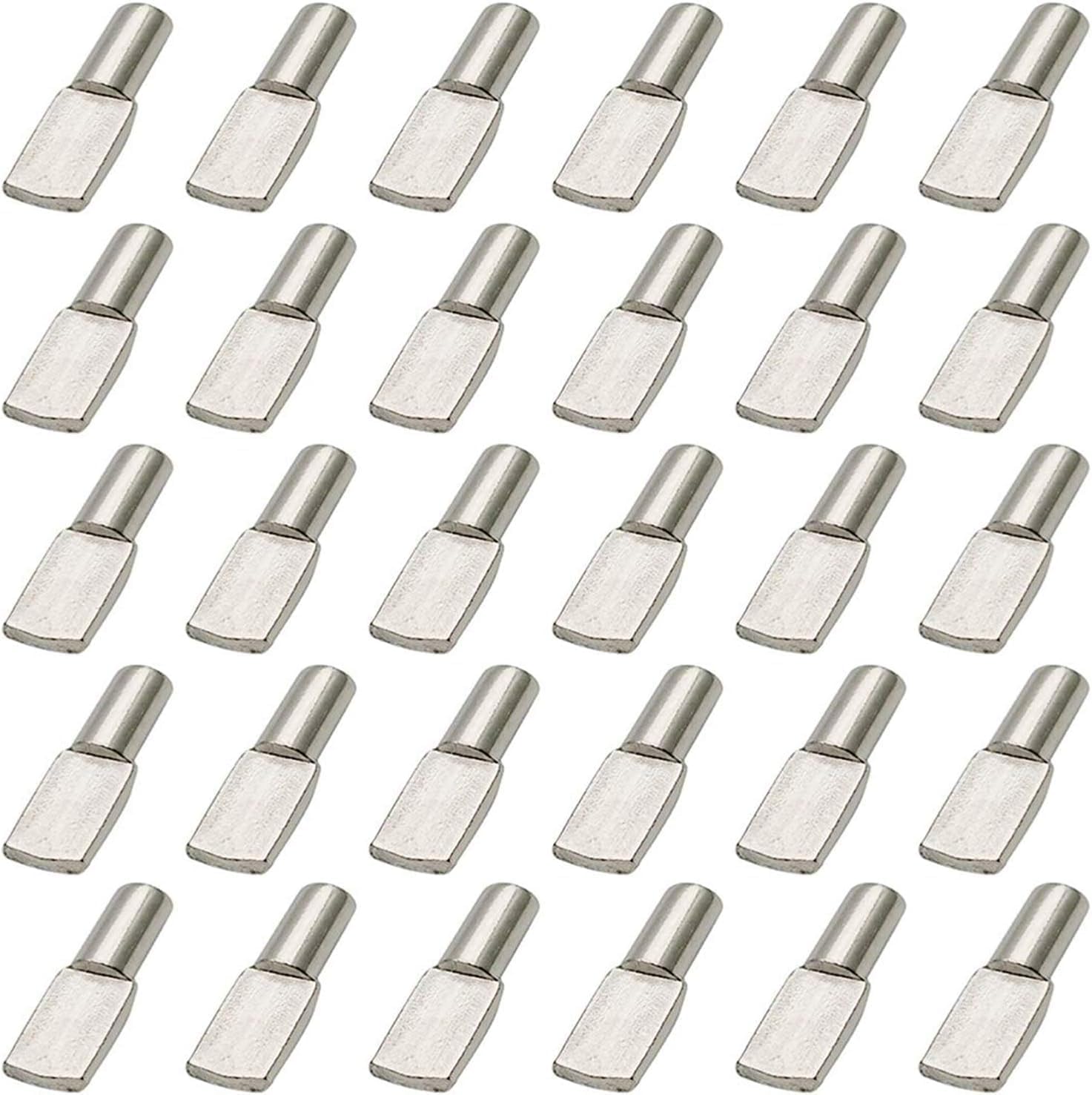 100Pcs 5mm Shelf Pins, Metal Nickel Plated Spoon Shaped Cabinet Support Pegs Book Bracket Shelf Pegs Pins for Furniture Shelves Bracket Entertainment Centers
