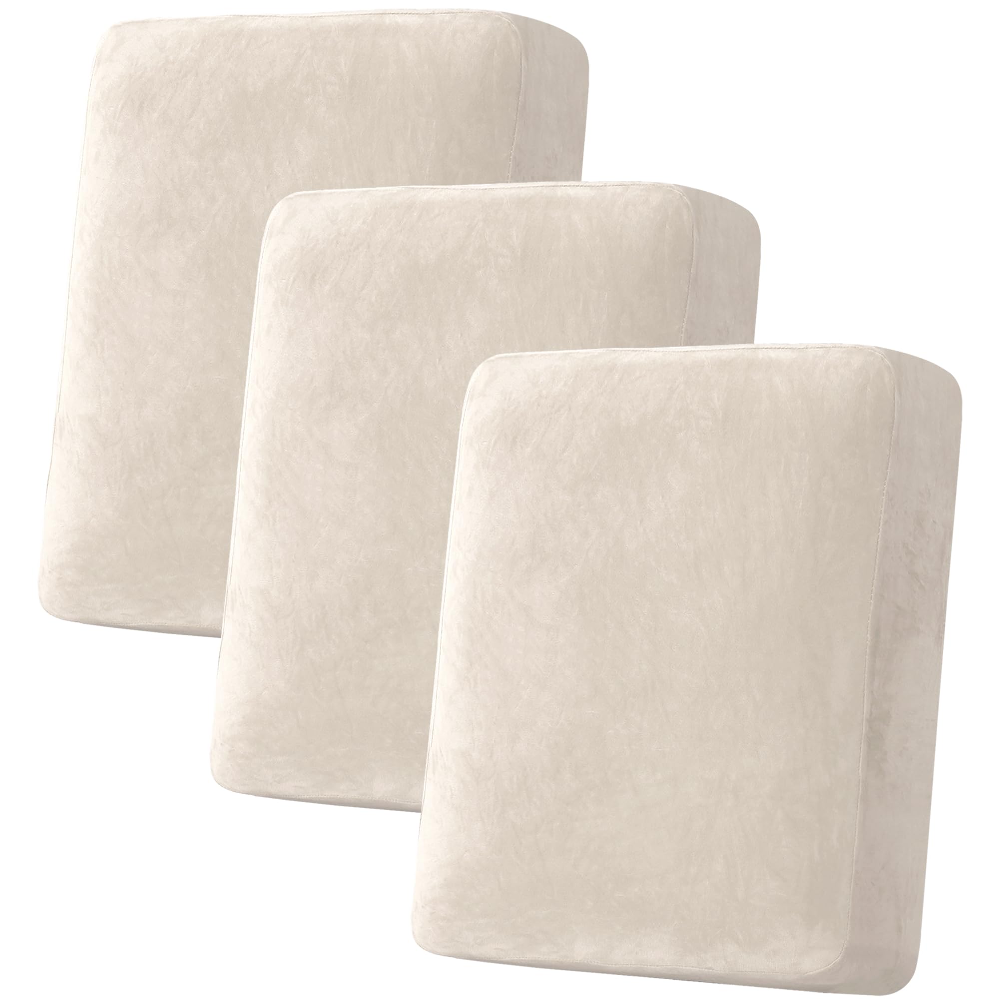 View 1 of ****ONLY 2 COVER****H.VERSAILTEX Velvet Stretch Couch Cushion Cover Plush Cushion Slipcover for Chair Loveseat Sofa Cushion Furniture Protector Seat Cushion Sofa Cover (3 Piece Sofa Cushion Covers, Ivory)