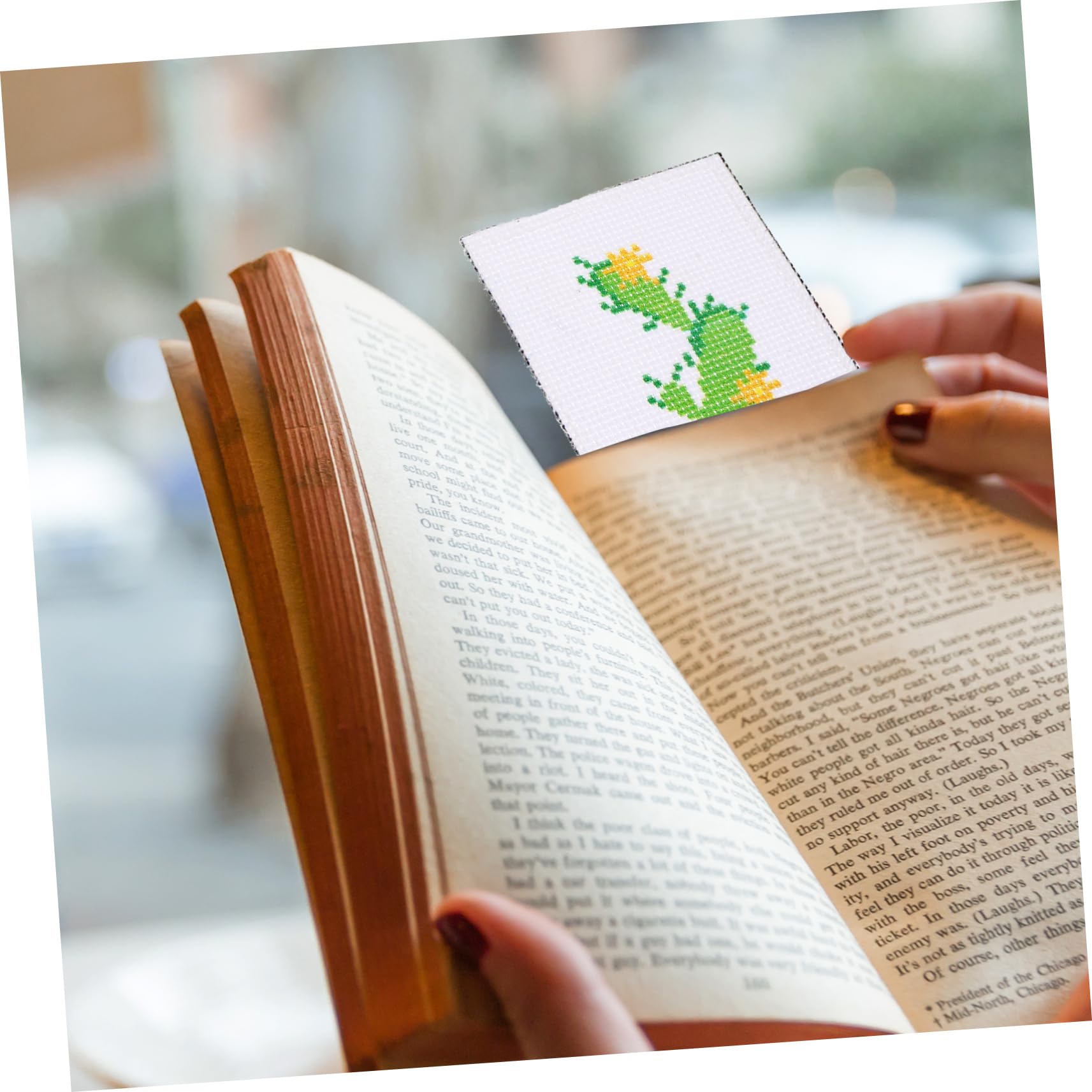 TEHAUX 9juegos Materiales Para Marcadores De Libro De Bordado Kits De Bordado De Punto De Cruz Diseños De Pingüino y Cactus