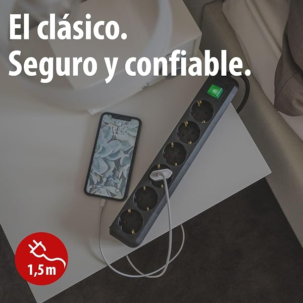 Brennenstuhl Set Eco-Line de 2 Unidades, Regleta de 6 Tomas (múltiples Tomas con Contacto de protección, Mayor protección con - 1