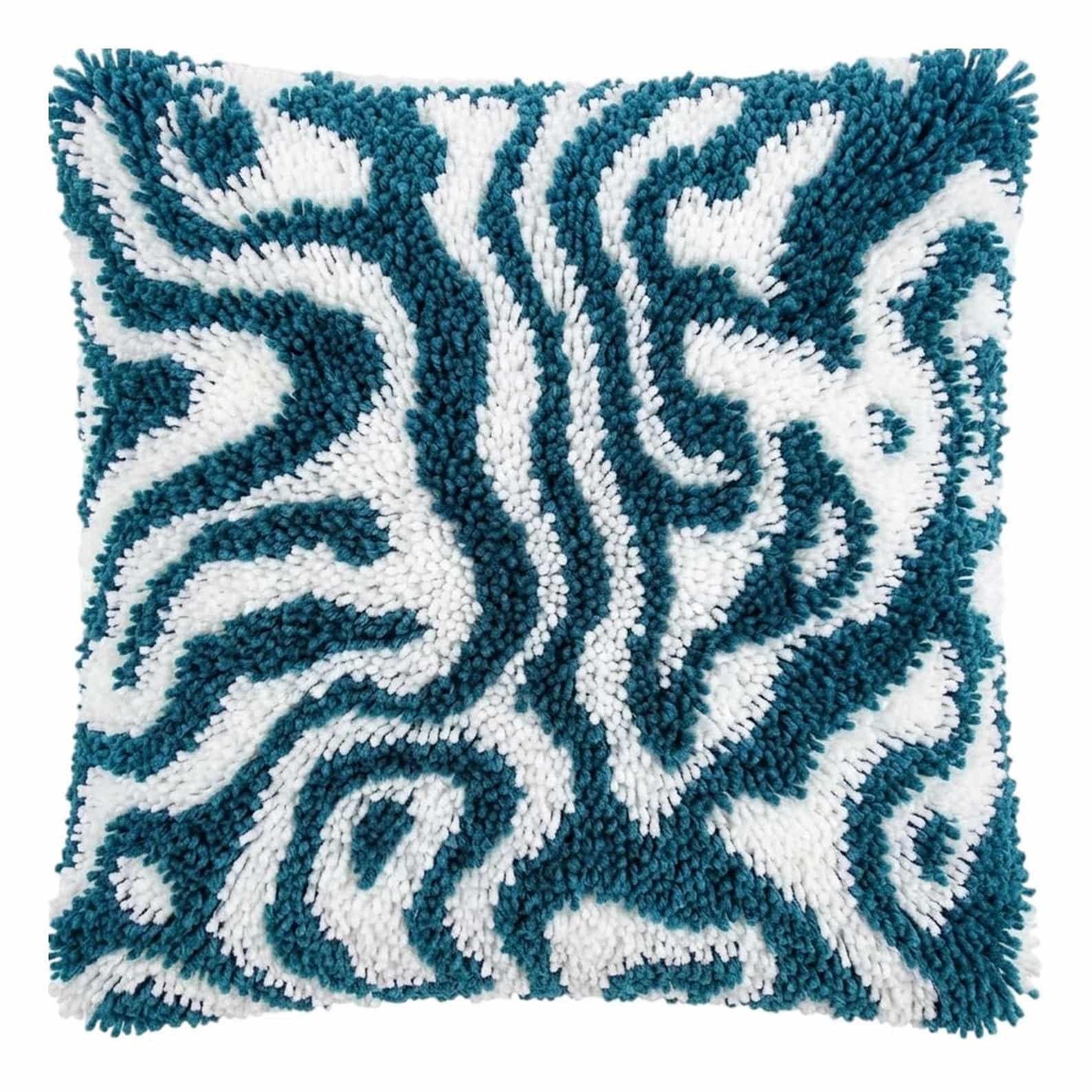AxiangziK Latch Hook Cushion Kit,Wave DIY Embroidery Pillow Cover 43X43Cm