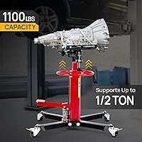 Vista 2 de TUFFIOM Gato de transmisión, gato de piso hidráulico de 2 etapas de 1100 lbs 1/2Ton de elevación alta vertical telescópica, rango de elevación