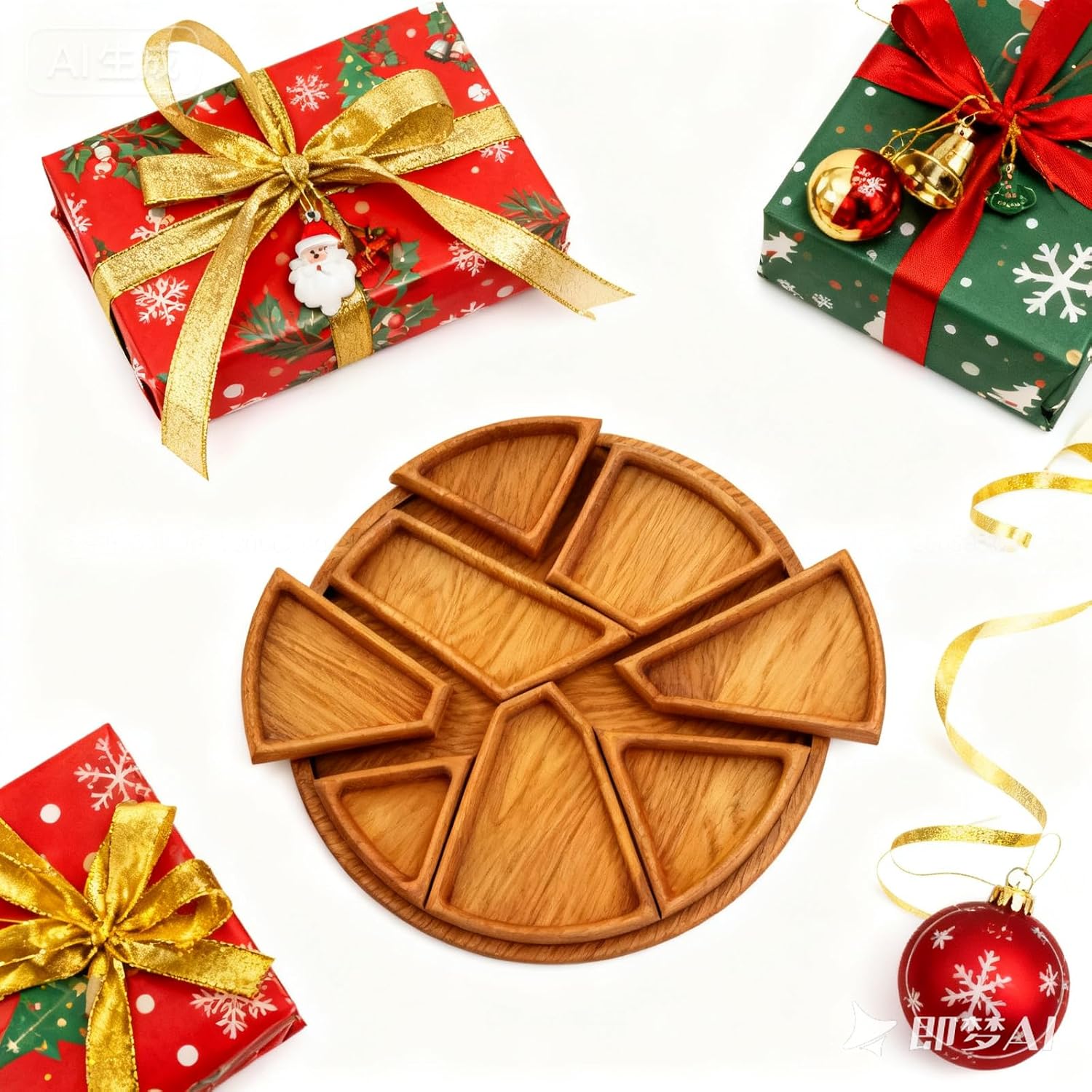 Decorative Wooden Puzzle Serving Tray, Entertainment Platter for Food and Drinks, Unique Fun Design(11.8in*11.8in) image 4