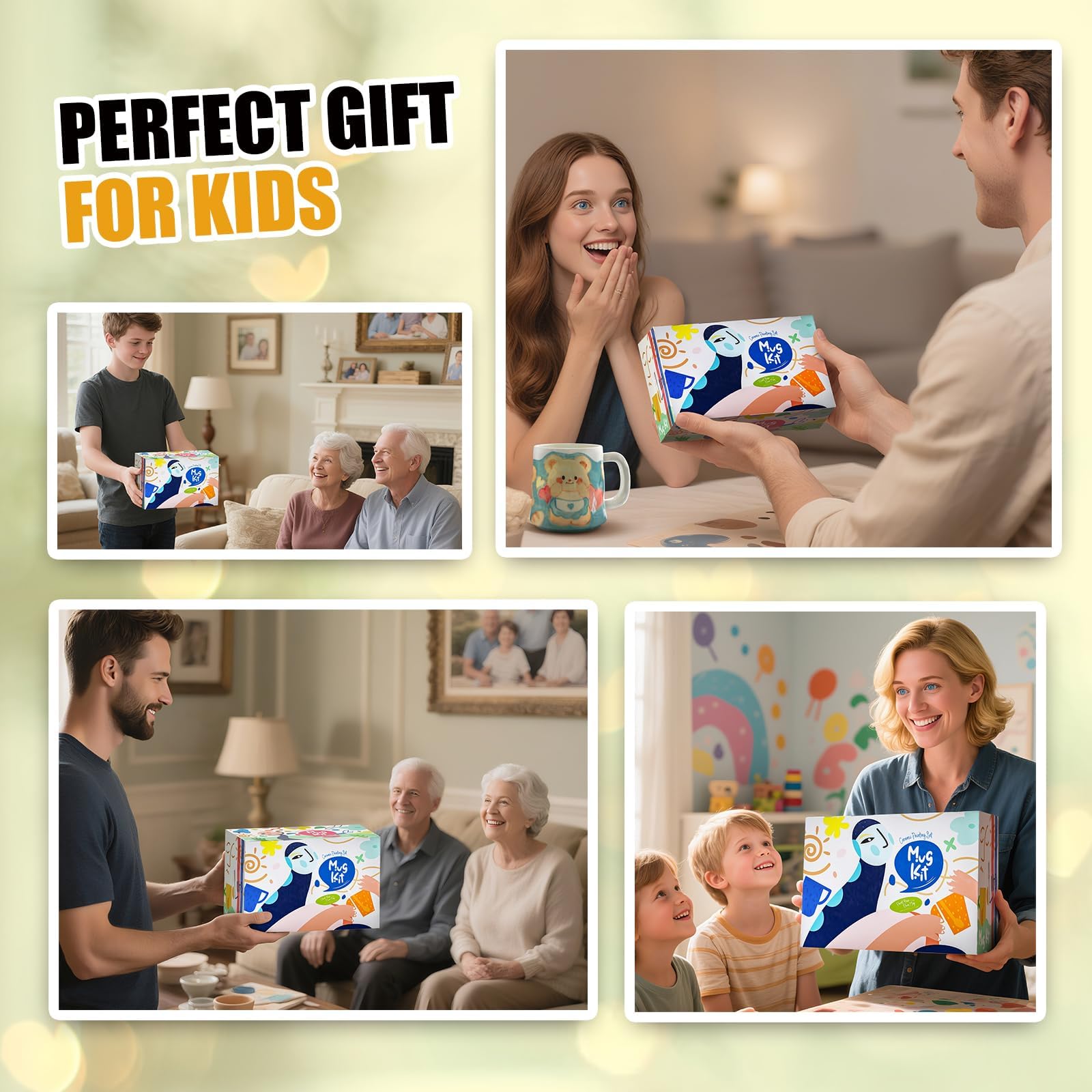 ONLYFUN Peindre la céramique - Kit de bricolage pour adultes Contient des tasses, des pinceaux, des peintures et des instructions pour peindre, Peindre des tasses, Kit créatif pour adultes