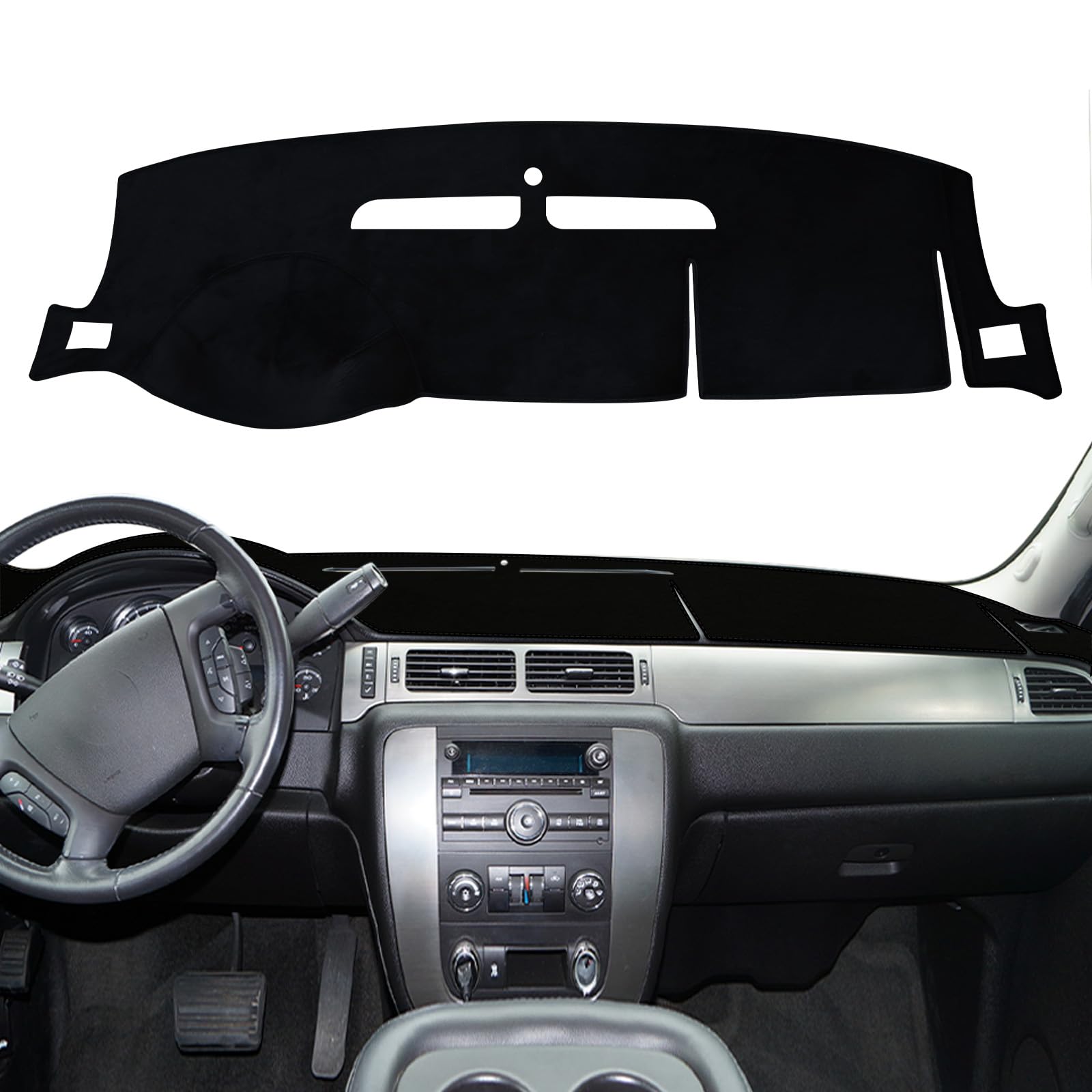 Lantiverse Compatible con la cubierta del tablero Chevy Chevrolet Silverado 1500LT WT 2007 2013 2500 HD 3500 HD 2007 2013 GMC Sierra 2007 2013 Alfombrilla para tablero Cubierta para tablero y accesorios interiores para tablero