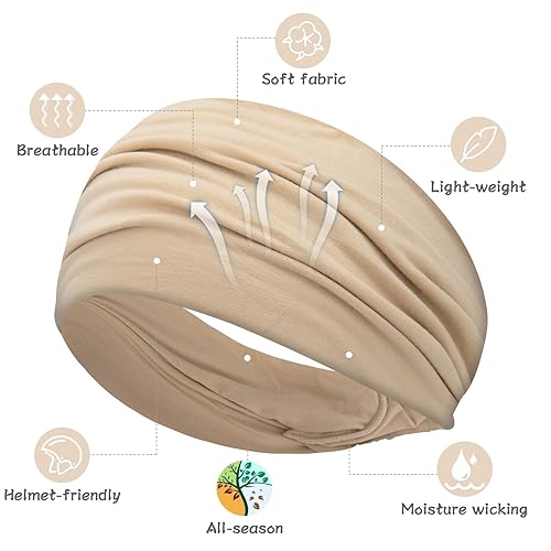 Miniatura 3 de S&N Remille Diadema ancha bohemia para mujer, extra grande, elástica, antideslizante, accesorios para yoga, deportes, paquete de 6