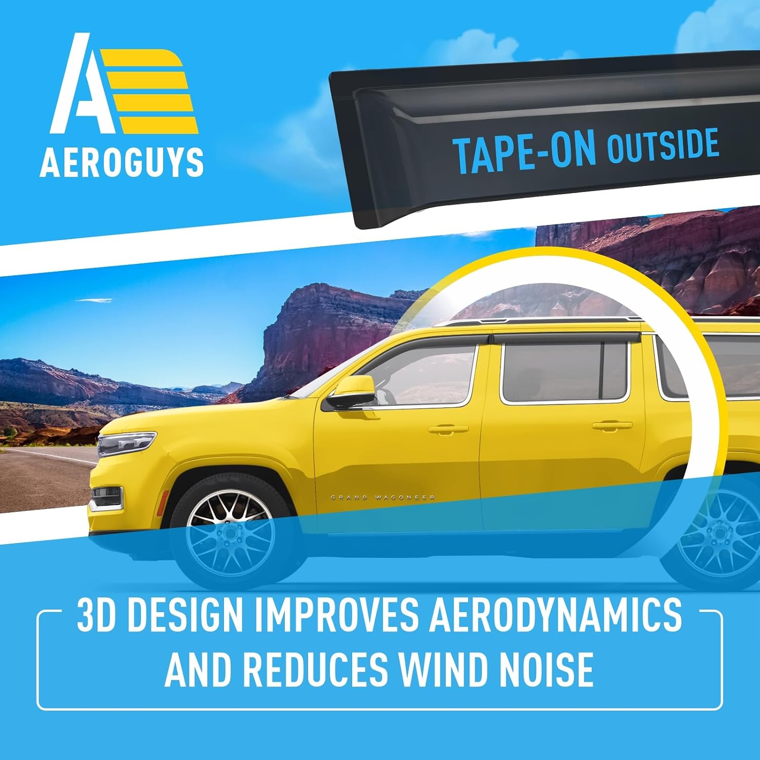 Extra Durable Window Deflectors Tape-On Window Visors Rain Guards Fit for Jeep Grand Wagoneer L 2023-2026, Sun Visors, Wind Vent for Shades, Exterior Car Accessories - 4pcs. AG0639
