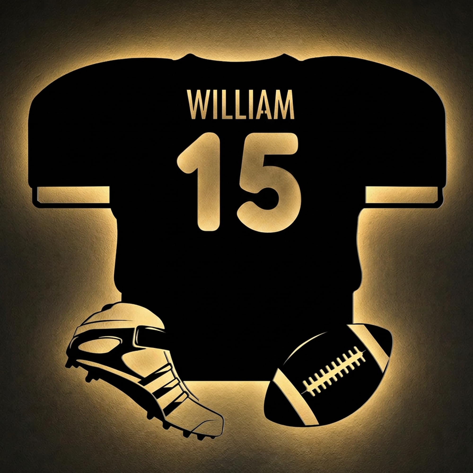 Personalised Football Jersey Neon Sign, Custom Player Name and Number, Light Up Sign with 7- or 16-Color LED Neon, Sports Decor for Bedroom Party Bar, Gifts for Football Fans Player and Coaches