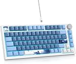 Clavier Filaire 75% avec Bouton, Clavier de Jeu 75 Pourcent Remplaçable à Chaud, Interrupteur Rouge, Rétroéclairage RGB, 82 Touches TKL Clavier Mécanique, Clavier Compact NKRO pour PC Ordinateur Portable Windows (Mer Brumeuse)