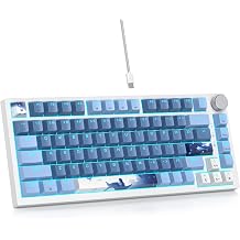 75% Wired Keyboard with Knob, 75% Gaming Keyboard Hot-Swappable Gasket Mount, Red Switch, 82 Keys TKL Mechanical Keyboard with RGB Backlight, NKRO Compact Keyboard for PC/Laptop/Windows Gamer Seamist