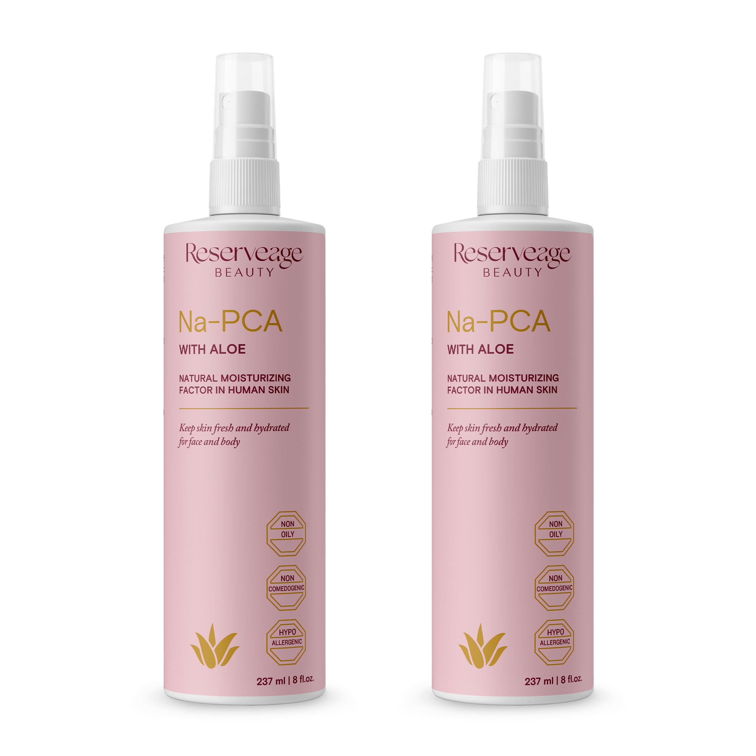 Reserveage Na-PCA Spray with Aloe Vera - Moisturizing Body Lotion for Dry Skin - Anti Aging Face Moisturizer for Women and Men - with Aloe Vera & Eucalyptus Oil 8 Fl Oz (Pack of 2)