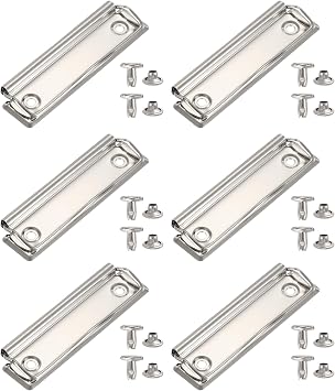 PATIKIL 3.9 Inch Metal Clipboard Clips, 6 Pack High Grip Mountable Clips Strong Springs Clamp with 12 Rivets for Office Home, SilverGlossy