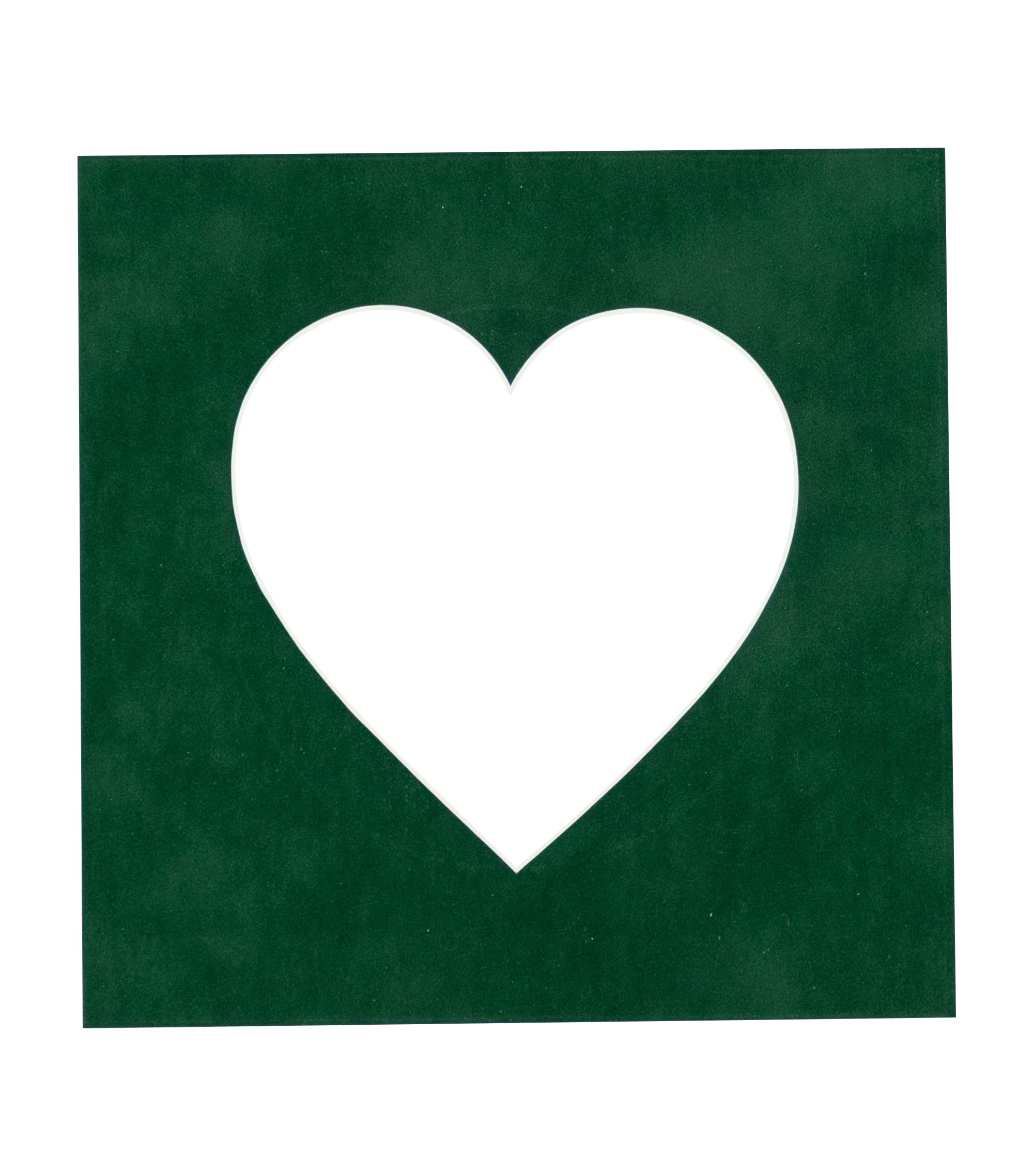 6x6 Mat Bevel Cut for 3x3 Photos - Precut Green Suede Heart Shaped Photo Mat Board Opening - Acid Free Matte to Protect Your Pictures - Bevel Cut for Family Photos, Pack of 1 Matboard Show Kit With