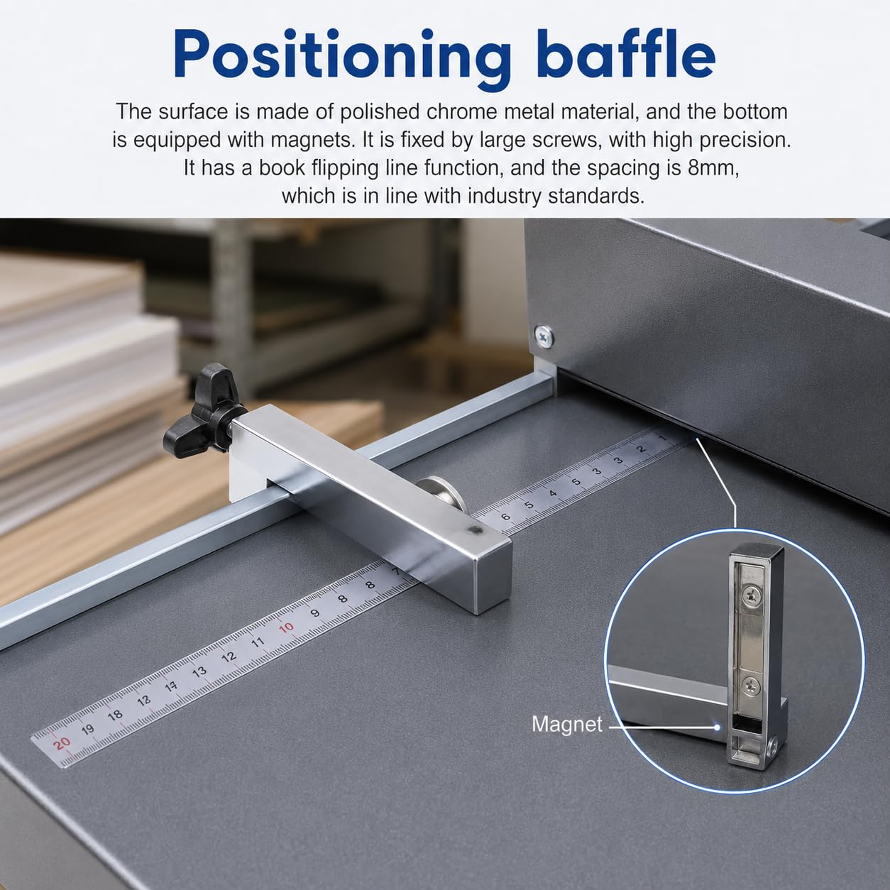 Piegacarte manuale da 350 mm con guida magnetica e manico ergonomico | Strumento di punteggio interamente in metallo per biglietti A4 e A3, rilegatura, inviti, menu e altri lavori con la carta.