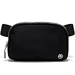 Black Belt Bag with Adjustable Strap, Pander Nylon Mini Fanny Pack for Outdoors Workout Traveling Casual Running Cycling, 1L
