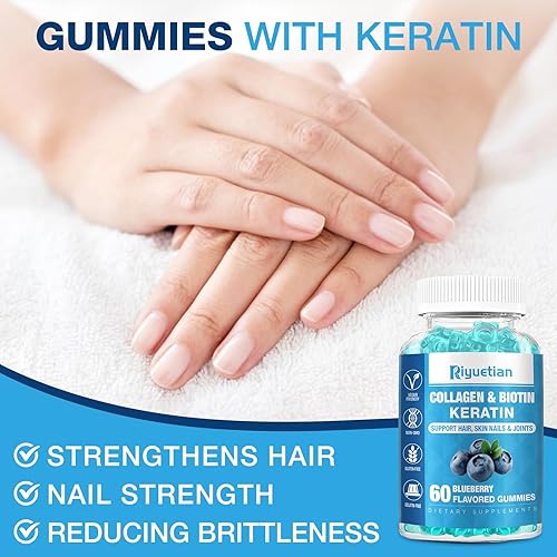 Miniatura 7 de Gomitas de biotina de 15000 mcg con colágeno para adultos, mujeres y hombres - Gomitas para cabello, piel y uñas con biotina - Colágeno para mujer -