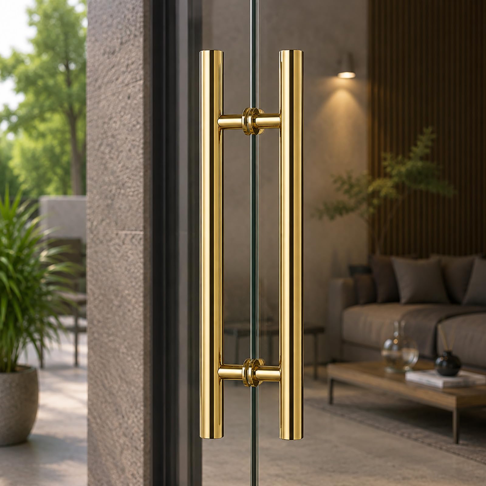 304 Stainless Steel Door Pull Handle, Heavy Duty Push Pull Bar for Glass Doors, Modern Commercial Entry Door Handle for Offices, Restaurants, Storefronts & Sliding Doors Gold 1200mm (900mm CTC)