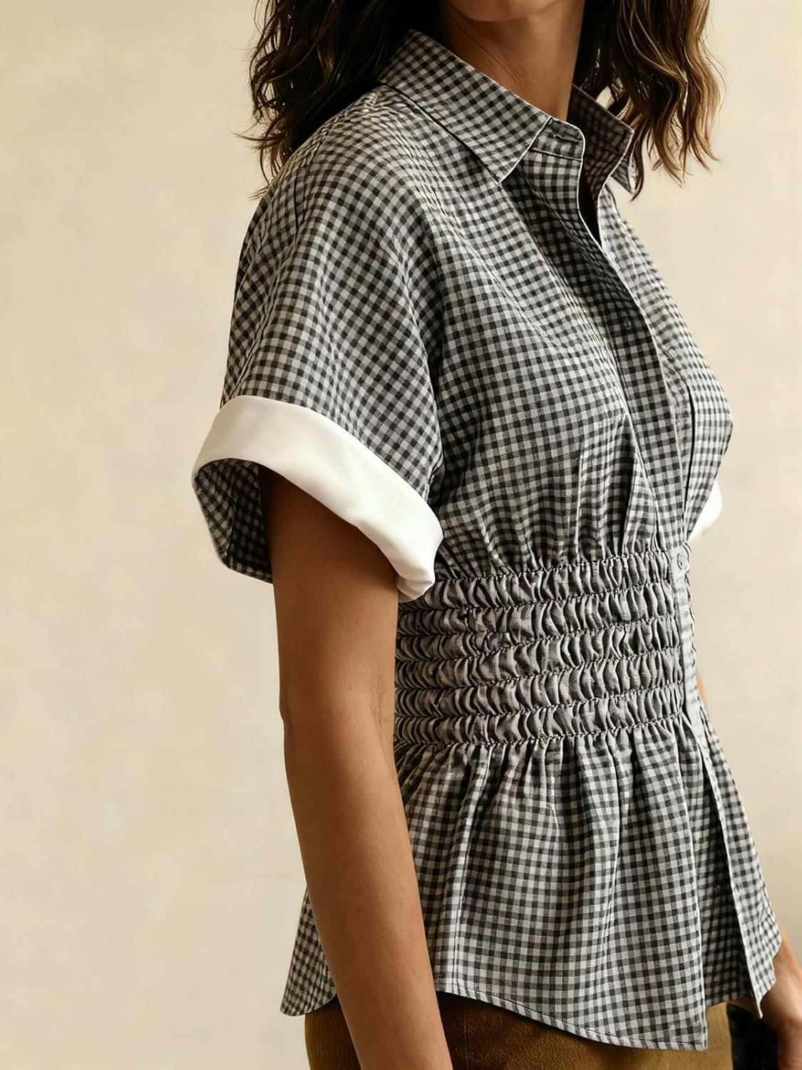 Y2K Vintage Button Down Shirt Women Teens Cute Collared Neck Short Sleeve Corset Crop Blouse Fariy Coquette Clothes - Image 4