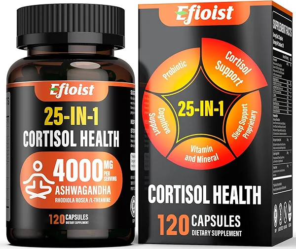 Super Calm Cortisol Supplement, 25-in-1 Cortisol Reducer for Women & Men, Cortisol Supplements for Women with Ashwagandha, Rhodiola Rosea, L-Theanine, for Mood, Focus, Sleep Support, 120 Capsules