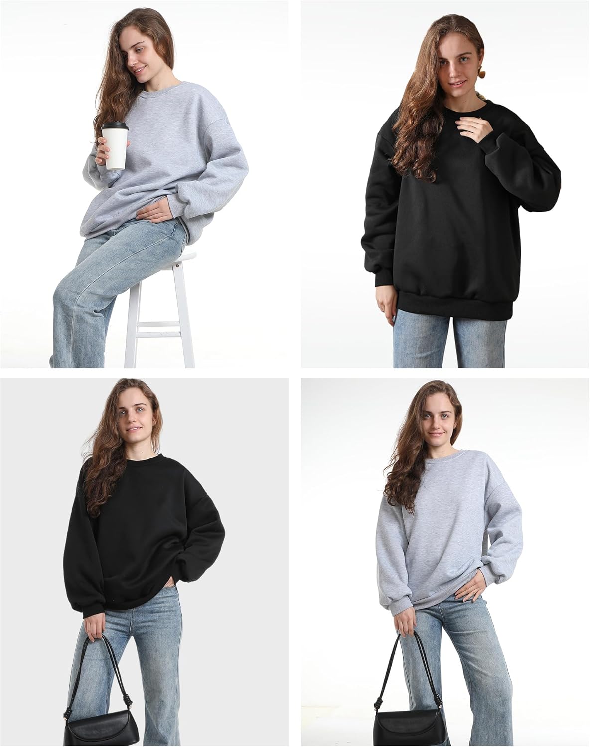 2 Pack Women Oversized Crewneck Sweatshirts Fleece Pullover Sweater Winter Fall Fashion Clothes 2026 - Image 8