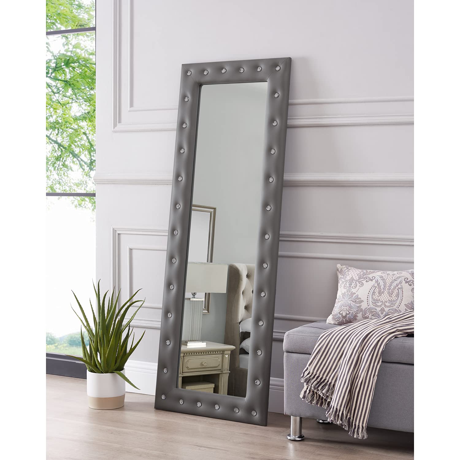 Crystal Tufted Full Length Mirror Full Length Large Floor Mirror