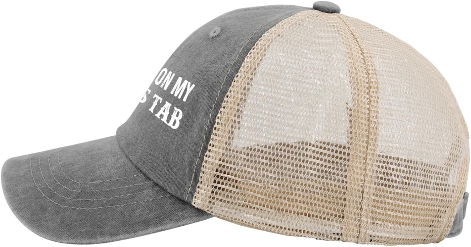 Put It On My Dad's Tab Trucker Hat Women Trendy Mesh Hat for Summer - Image 5