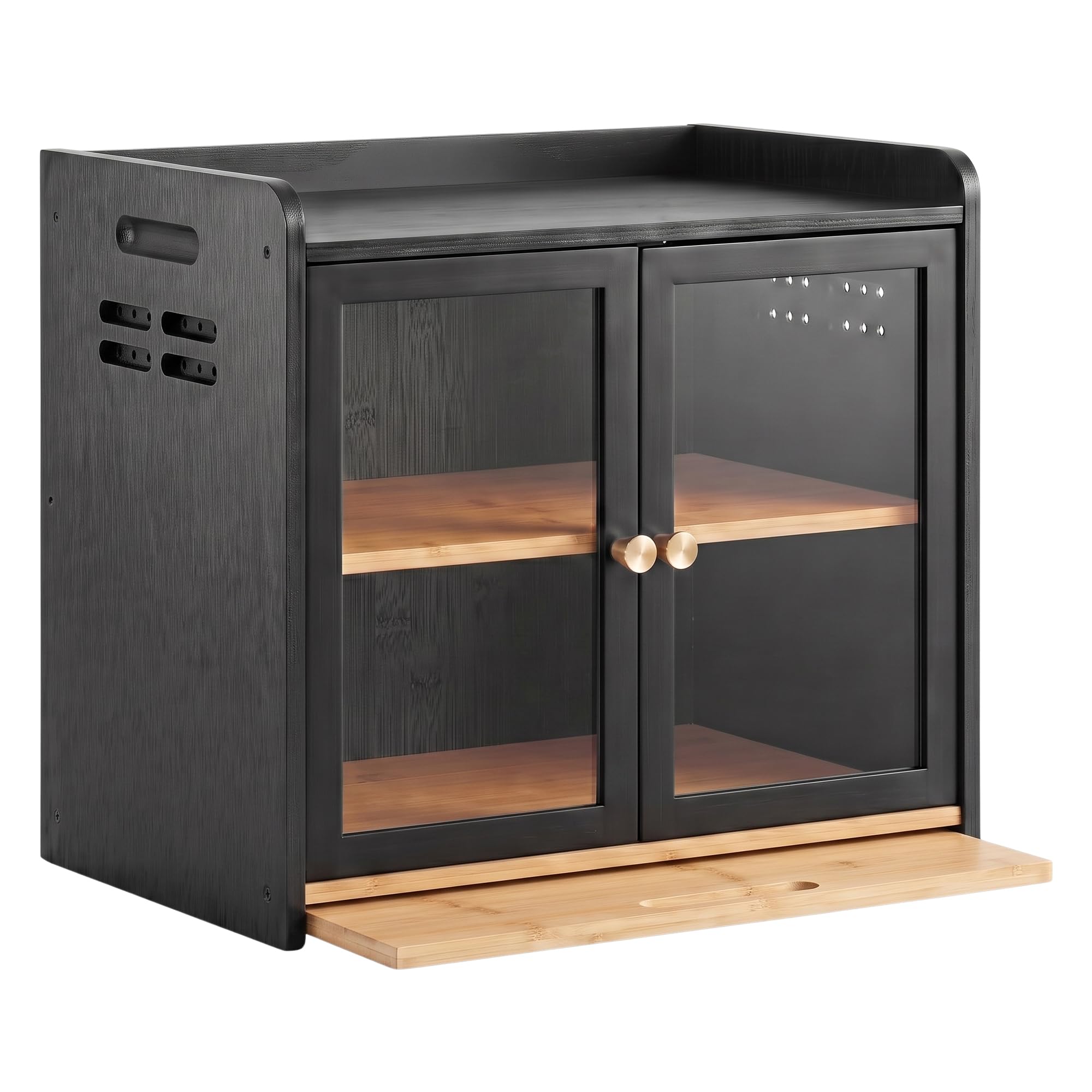ADEL DREAM Bambus Küchen Organizer mit Brotschrank, Schneidebrett&Klare Tür