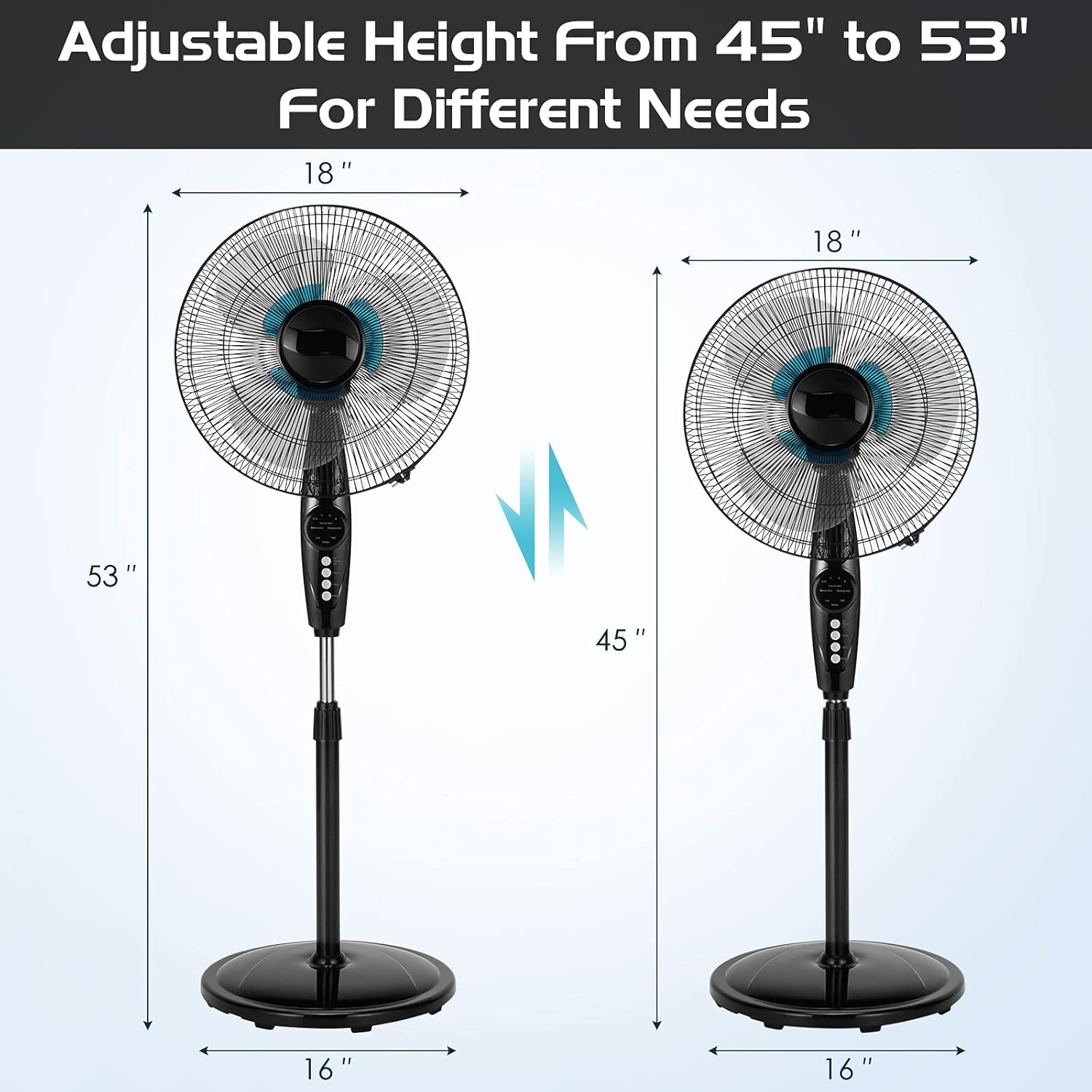 Tangkula Pedestal Fan, Oscillating Standing Fan with Remote Control & 3 Speeds, Free Stand Fan with Adjustable Height, LCD Display, Timer & Double Blades, Ideal for Bedroom, Home, Office