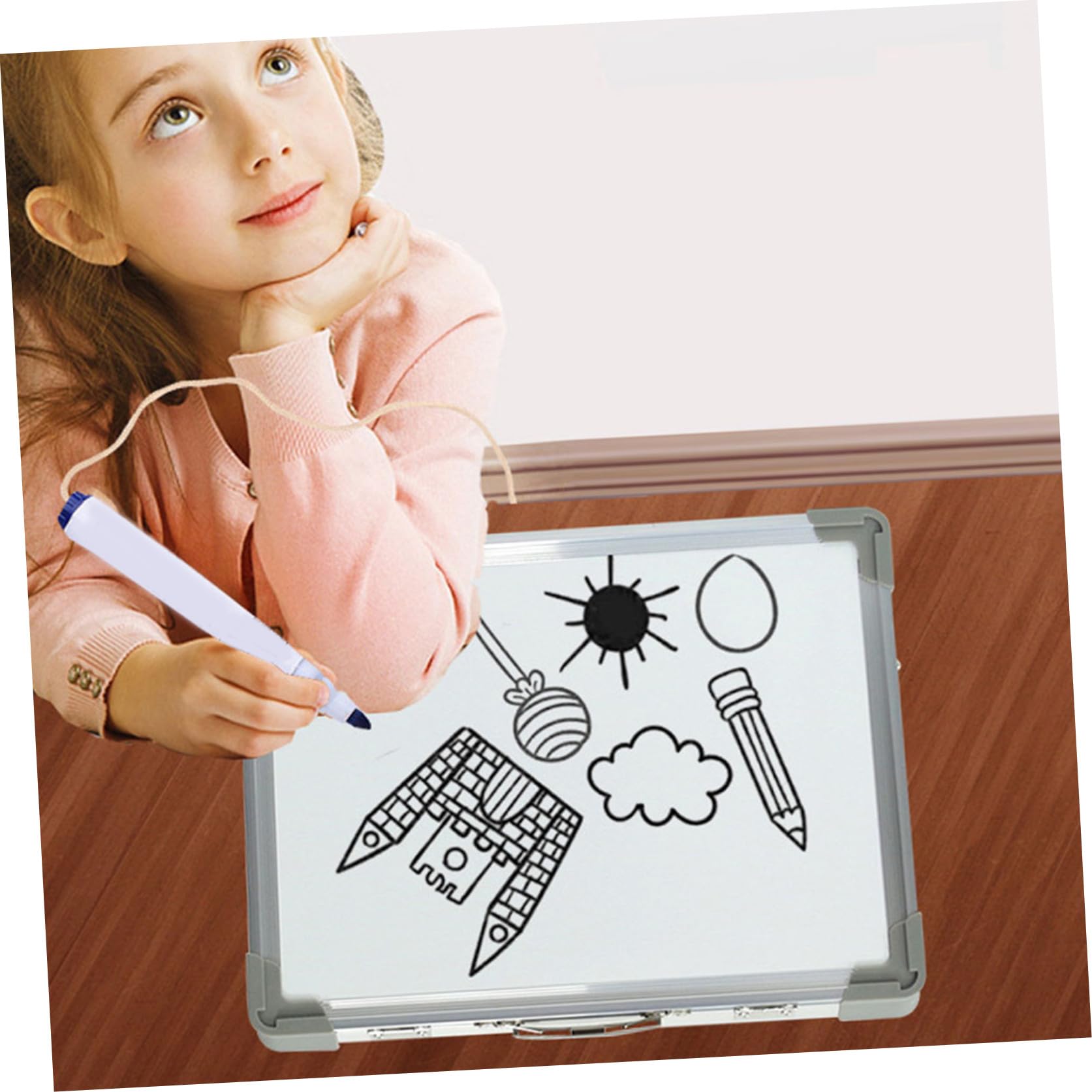 Lavagna Magnetica Portatile Bifacciale Pieghevole da Tavolo Superficie Liscia in Lega di Alluminio e Abs per Studenti e Uso Educativo