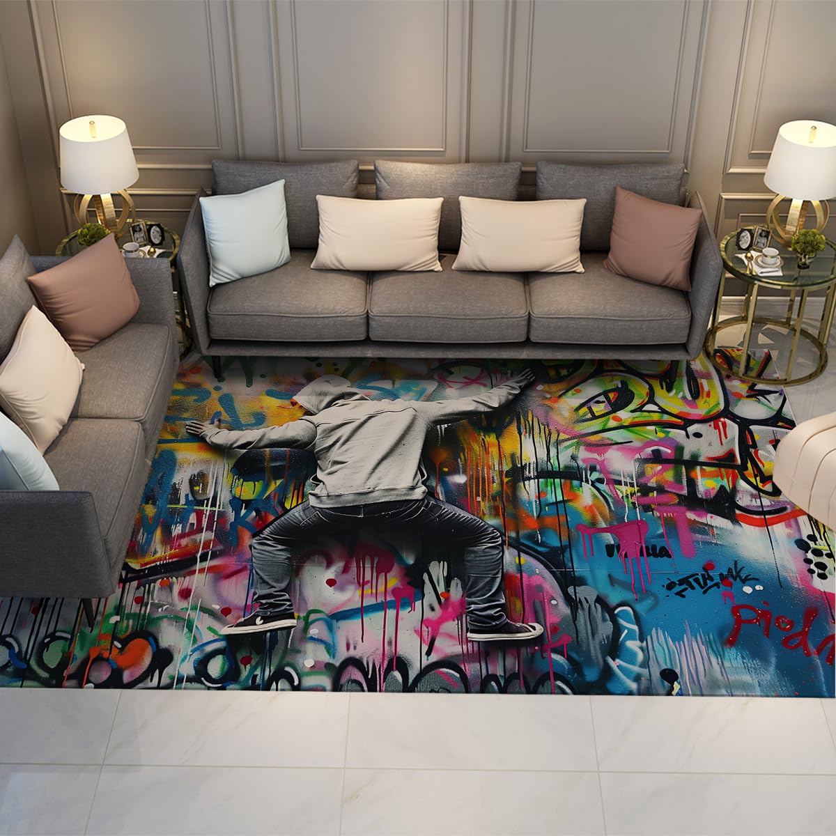 Carpette graffiti 160x230cm parfaite pour relooker la chambre ado ou le studio