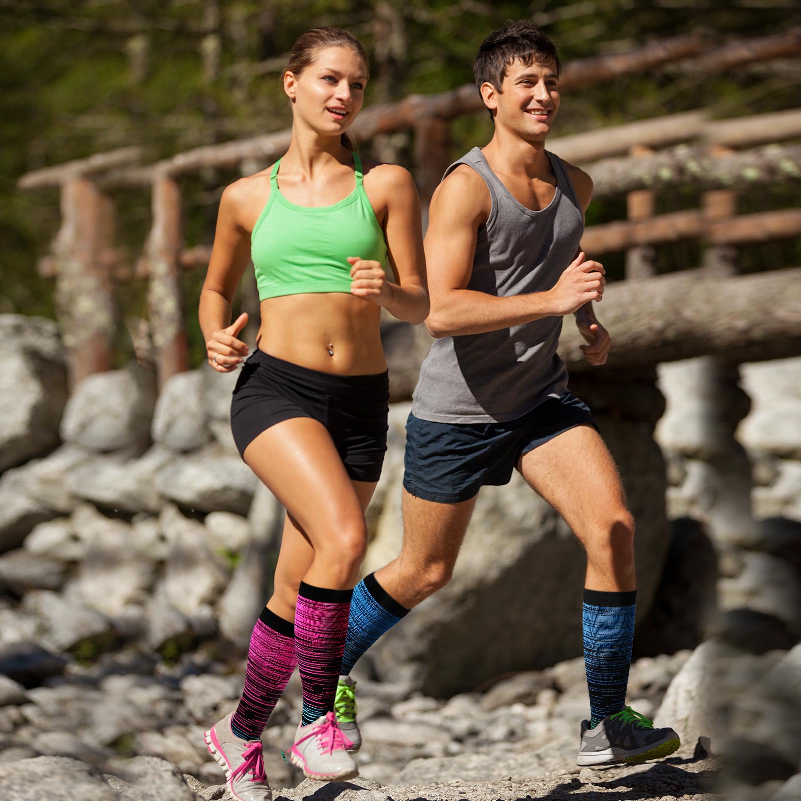 Utensilsto 6 Paar Kompressionsstrümpfe, Stützstrümpfe für Damen und Herren, Compression Socks Stützstrümpfe Kompressionssocken für Sport, Wandern, Reisen, Radsport, Running