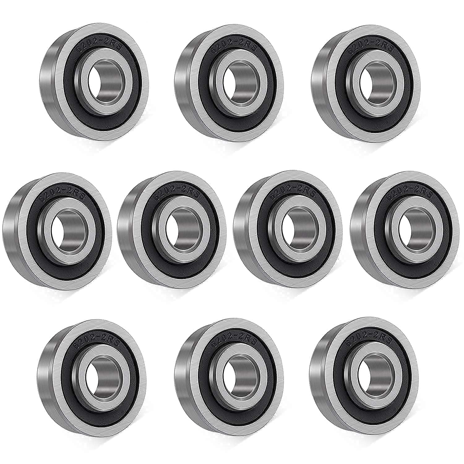 Paquete de 10 rodamientos de bolas con brida de 5/8" x 1-3/8" x 1/2", para cortacésped, carretillas, carros y camiones de mano, repuesto para JD AM118315, AM35443, Stens 215-038, 215-061, etc